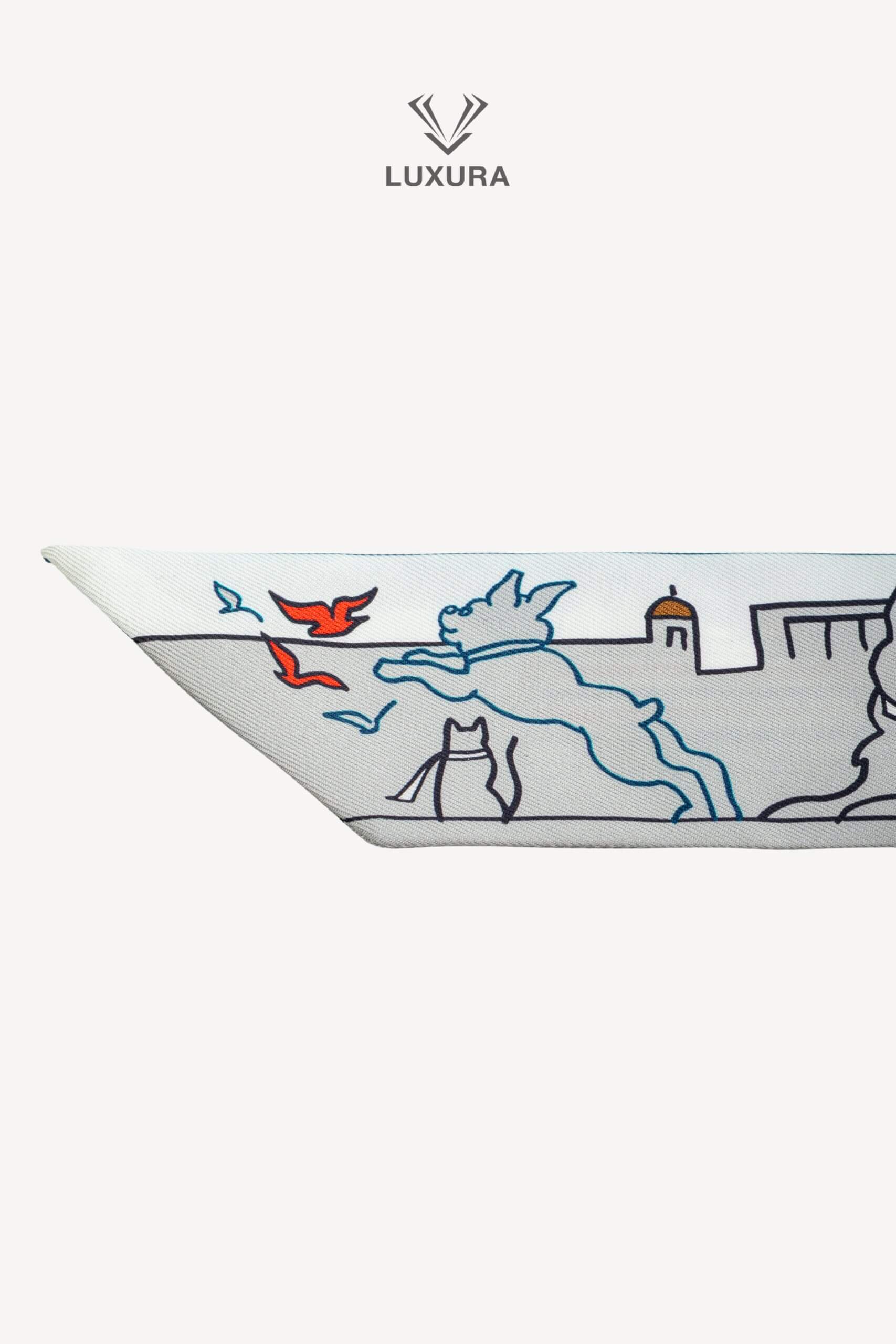 <span style="font-size: 10px;letter-spacing: .15em">HARD TO FIND</span><br>            <strong>HERMES</strong><br>            <div style="margin-top:10px;font-size:16px">Silk Les Chiens Parisiens Twilly Gris Perle Bleu Jeune</div><br> - Image 3