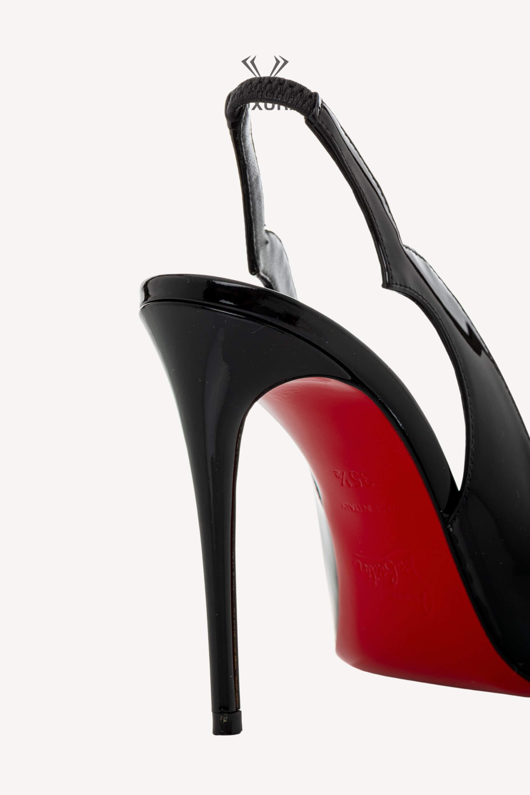 <span style="font-size: 10px;letter-spacing: .15em">BEST DEAL</span><br> <strong>CHRISTIAN LOUBOUTIN</strong><br> <div style="margin-top:10px;font-size:16px">Black Hot Chick Sling Patent Slingback Pumps 100 35.5</div><br> - Image 11