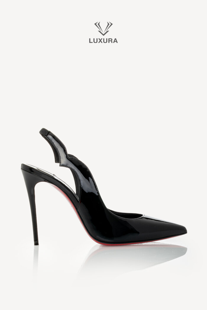<span style="font-size: 10px;letter-spacing: .15em">BEST DEAL</span><br>            <strong>CHRISTIAN LOUBOUTIN</strong><br>            <div style="margin-top:10px;font-size:16px">Black Hot Chick Sling Patent Slingback Pumps 100 35.5</div><br>