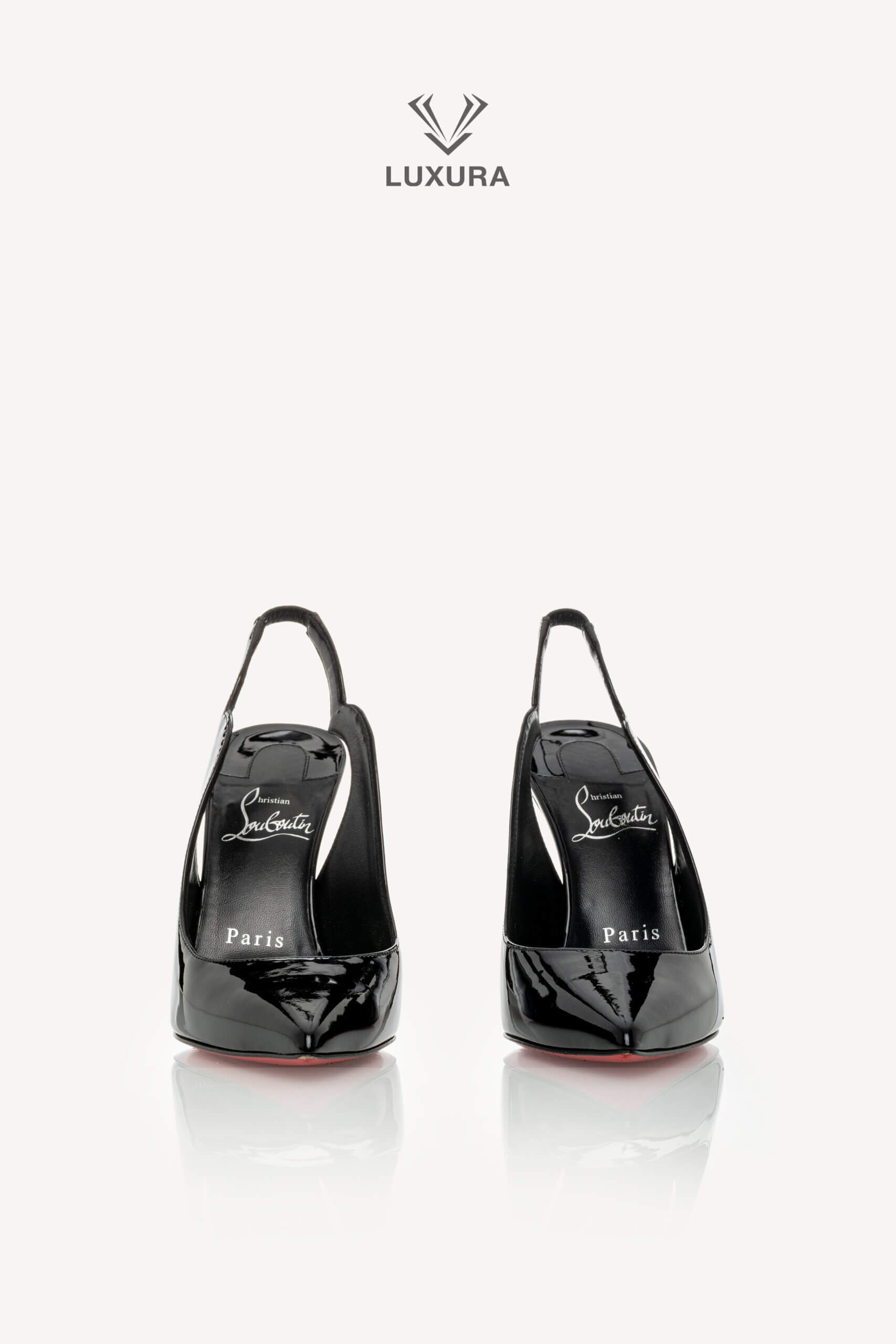 <span style="font-size: 10px;letter-spacing: .15em">BEST DEAL</span><br> <strong>CHRISTIAN LOUBOUTIN</strong><br> <div style="margin-top:10px;font-size:16px">Black Hot Chick Sling Patent Slingback Pumps 100 35.5</div><br> - Image 6