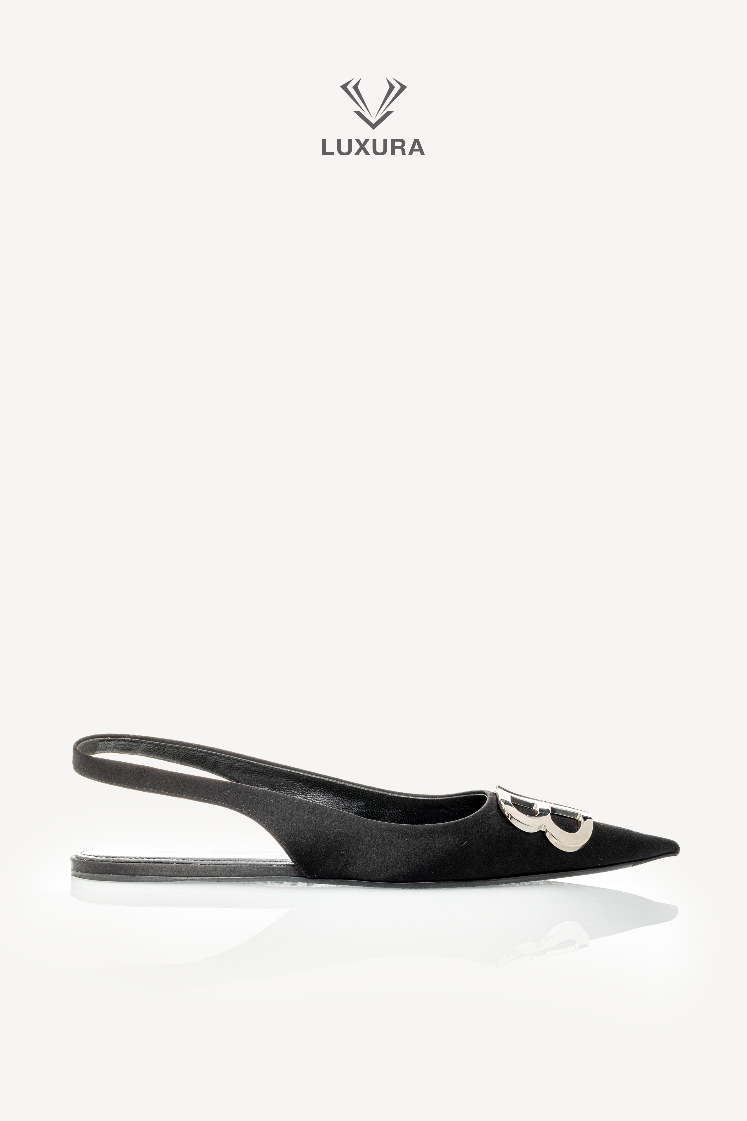 <span style="font-size: 10px;letter-spacing: .15em">BEST DEAL</span><br>            <strong>BALENCIAGA</strong><br>            <div style="margin-top:10px;font-size:16px">BB Knife Pointy Toe Slingback Flats Black 38</div><br> - Image 5