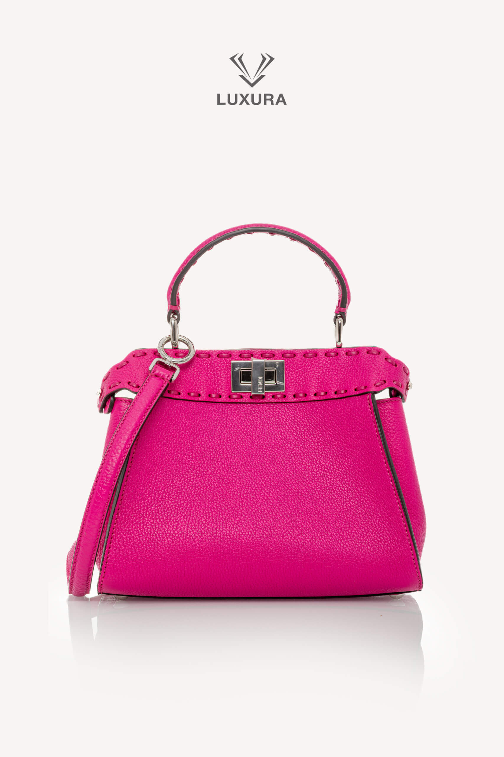 <span style="font-size: 10px;letter-spacing: .15em">HARD TO FIND</span><br> <strong>FENDI</strong><br> <div style="margin-top:10px;font-size:16px">Cuoio Roma Sellerissima Nappa Tape Stitch Peekaboo Mini Magenta</div><br> - Image 13