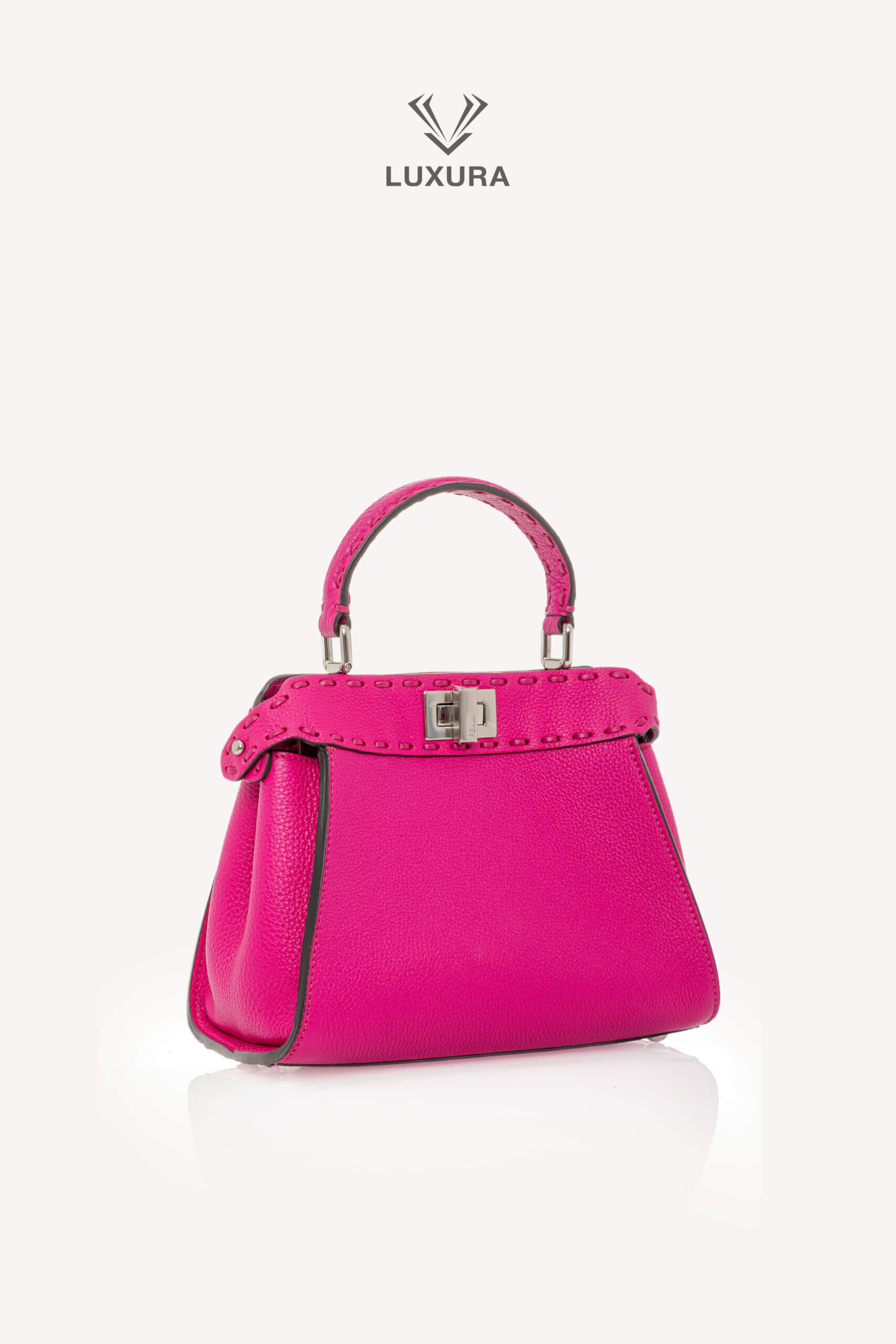 <span style="font-size: 10px;letter-spacing: .15em">HARD TO FIND</span><br> <strong>FENDI</strong><br> <div style="margin-top:10px;font-size:16px">Cuoio Roma Sellerissima Nappa Tape Stitch Peekaboo Mini Magenta</div><br> - Image 9