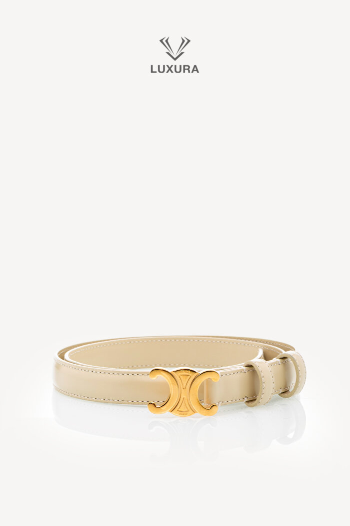<span style="font-size: 10px;letter-spacing: .15em">HARD TO FIND</span><br>            <strong>CELINE</strong><br>            <div style="margin-top:10px;font-size:16px">Triomphe Belt 18 mm in Cream Leather 75 cm</div><br>