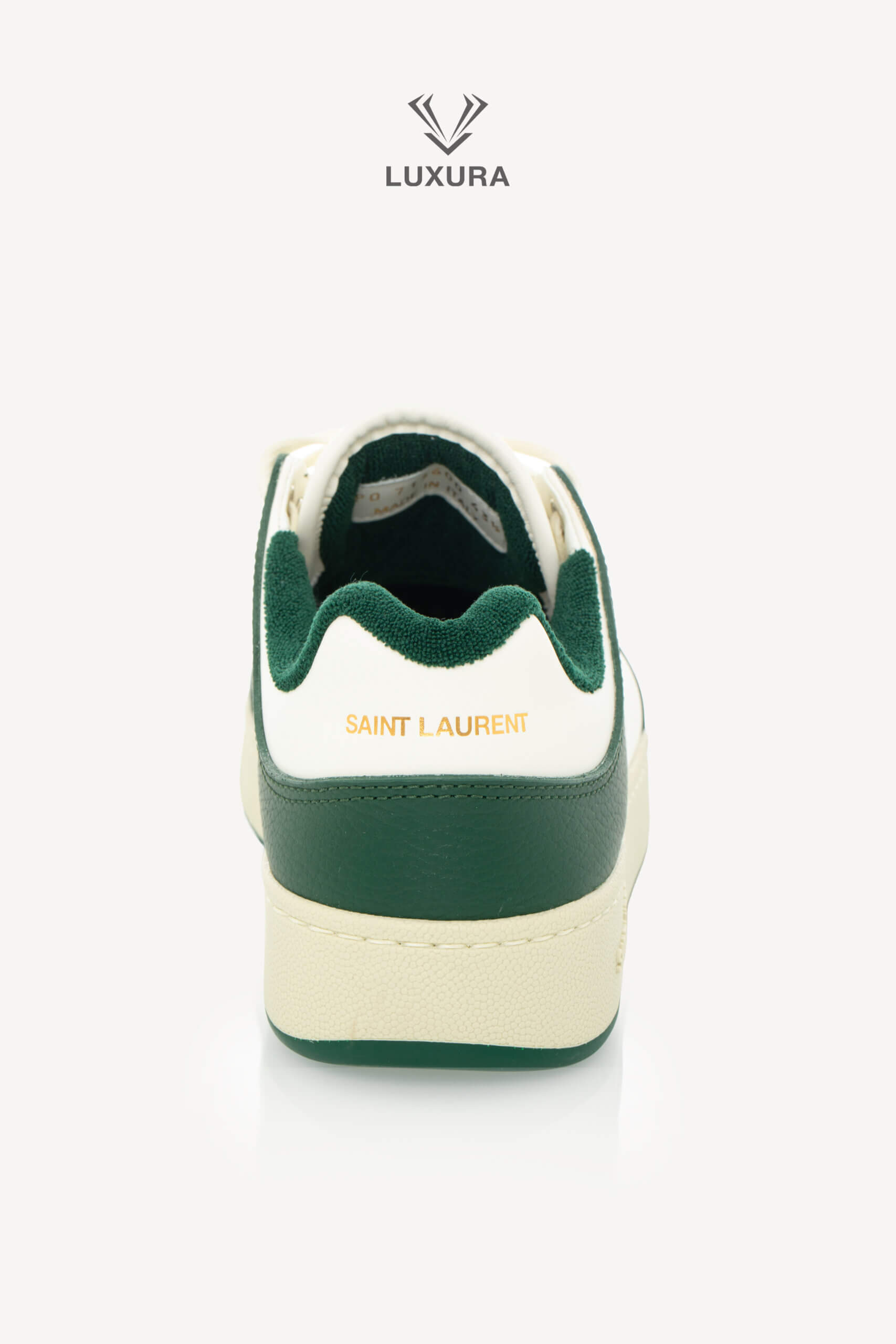 <span style="font-size: 10px;letter-spacing: .15em">BEST DEAL</span><br>            <strong>SAINT LAURENT</strong><br>            <div style="margin-top:10px;font-size:16px">SL/61 Sneakers in Smooth Leather White-Green 43.5</div><br> - Image 9