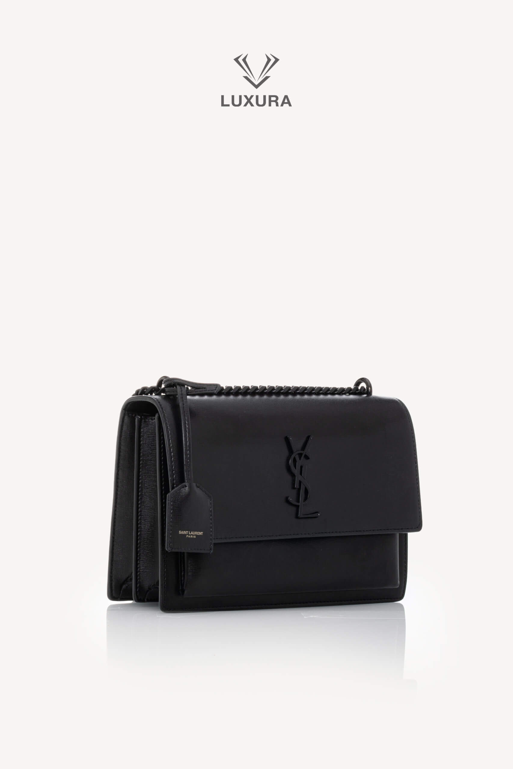 <span style="font-size: 10px;letter-spacing: .15em">HARD TO FIND</span><br>            <strong>SAINT LAURENT</strong><br>            <div style="margin-top:10px;font-size:16px">Sunset Medium in Smooth Leather Black</div><br> - Image 3