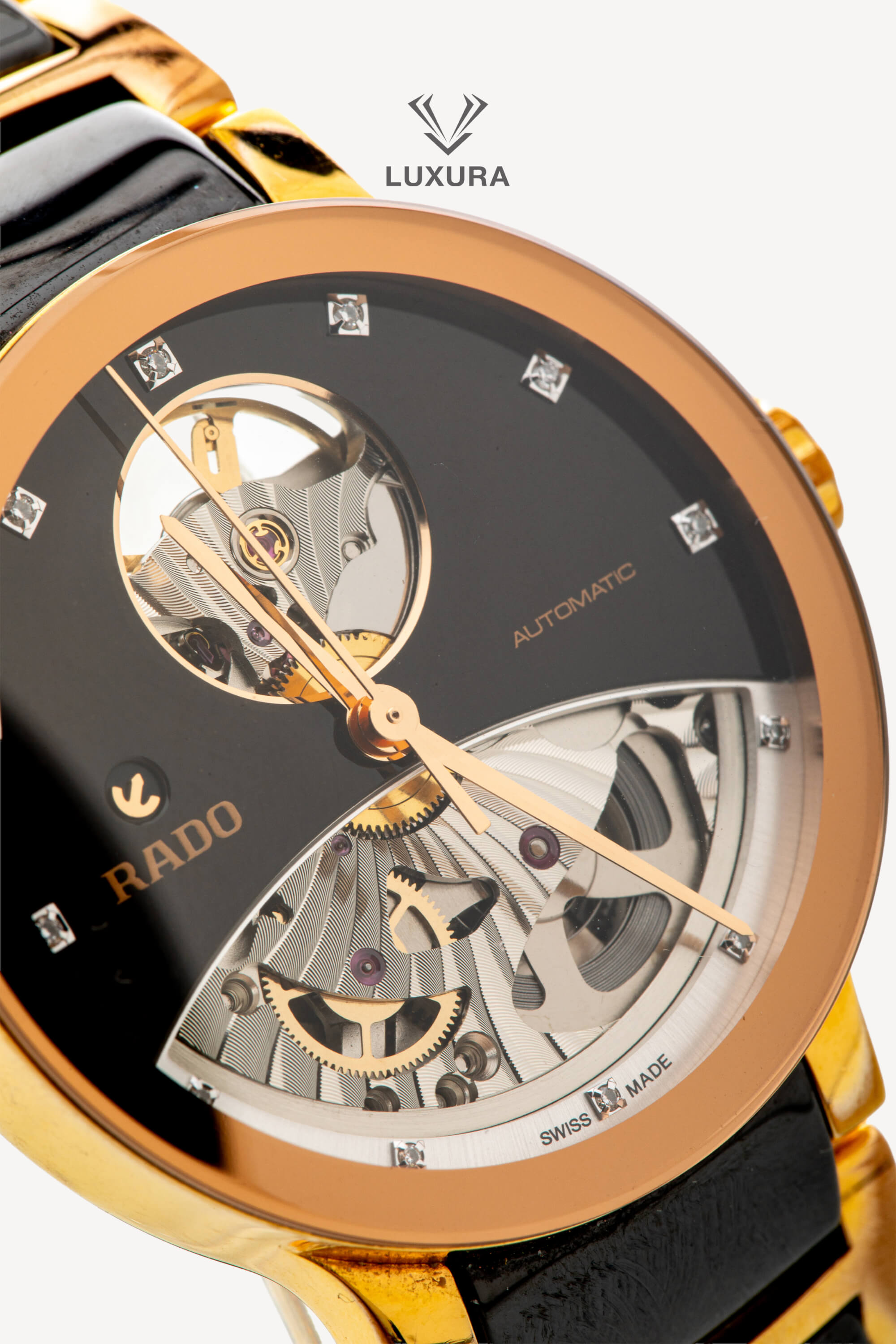 <span style="font-size: 10px; color: rgb(101, 101, 101);letter-spacing: .15em;"> HARD TO FIND</span><br><strong>RADO</strong><br><div style="margin-top:10px; font-size:16px;"> Centrix Automatic Diamonds Open Heart 33 mm </div><br> - Image 5