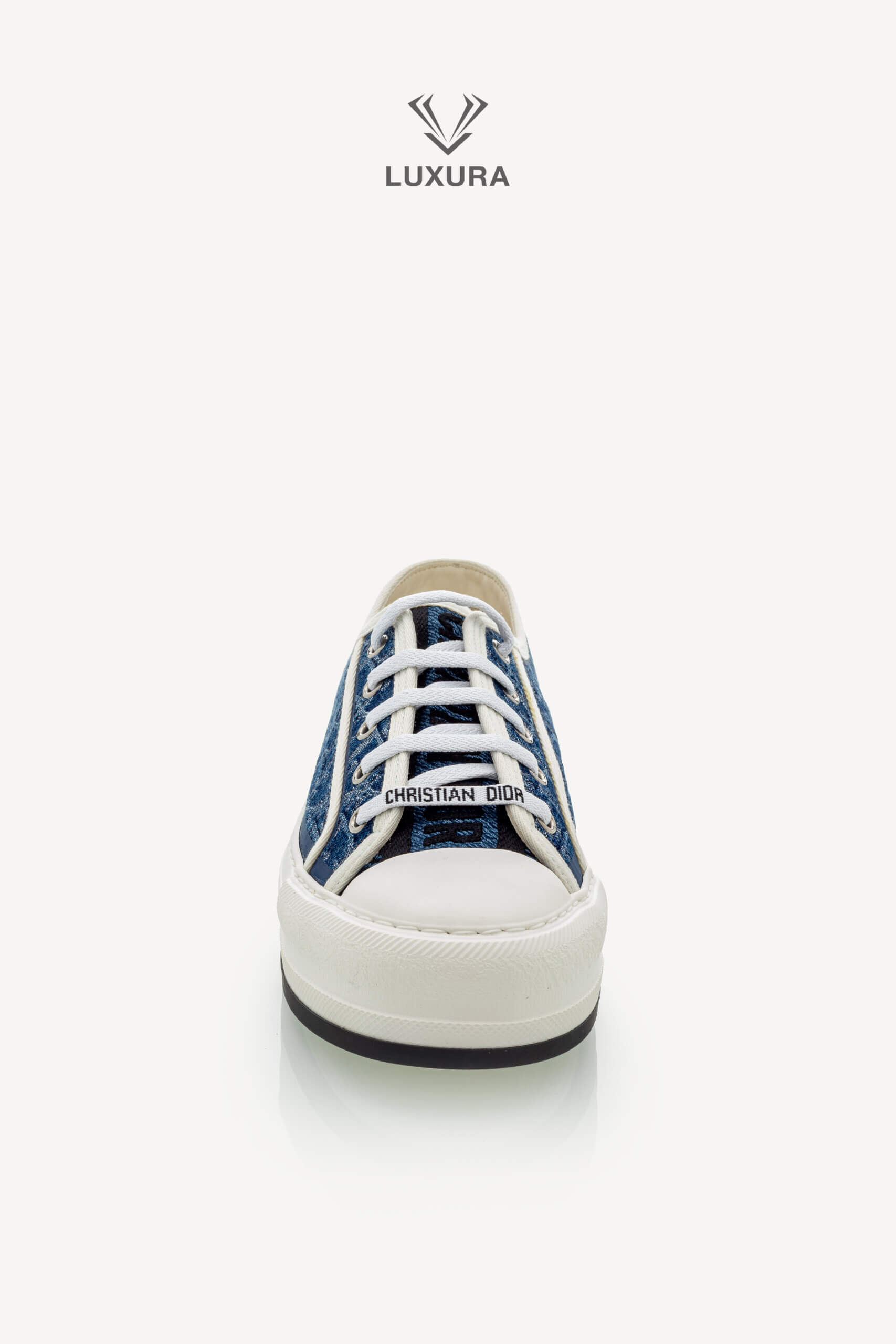 <span style="font-size: 10px;letter-spacing: .15em">NEW COLLECTION</span><br>            <strong>DIOR</strong><br>            <div style="margin-top:10px;font-size:16px">Walk n Dior Platform Sneaker Blue Effect Cotton Denim Embroidered with Dior Oblique Motif 37.5 </div><br> - Image 11