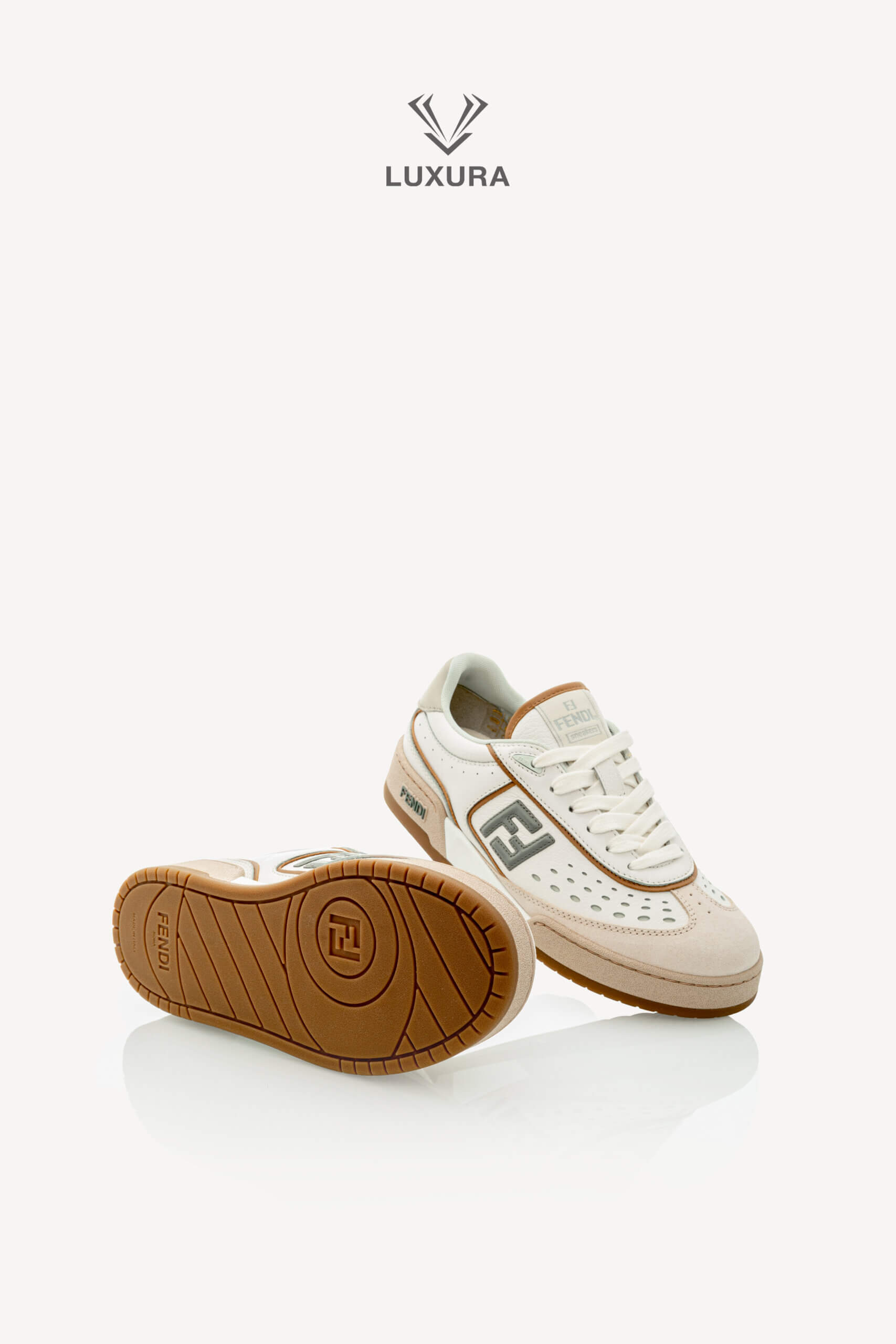 <span style="font-size: 10px;letter-spacing: .15em">NEW COLLECTION</span><br>            <strong>FENDI</strong><br>            <div style="margin-top:10px;font-size:16px">Match White and Brown leather and suede low tops 37</div><br> - Image 21