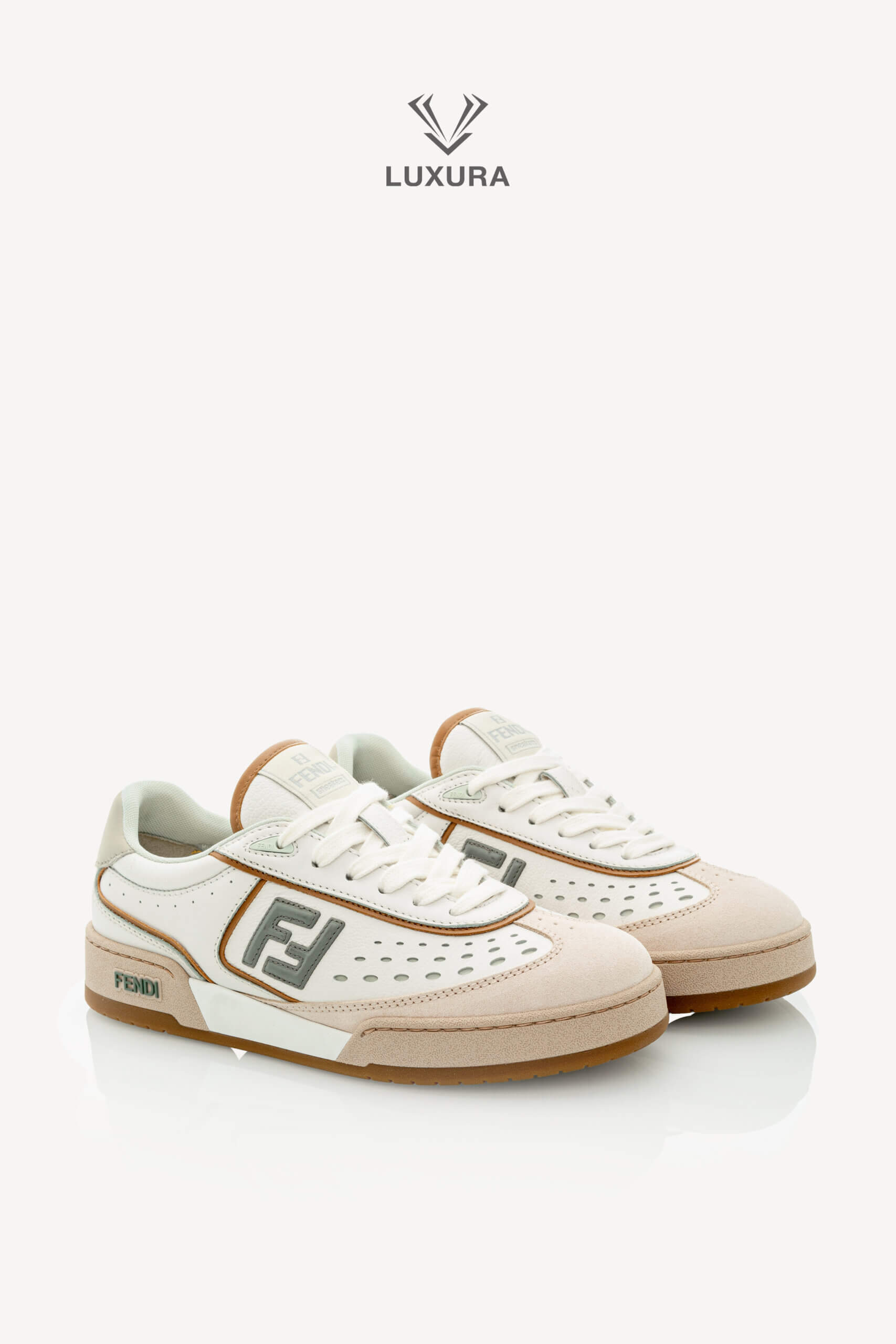 <span style="font-size: 10px;letter-spacing: .15em">NEW COLLECTION</span><br>            <strong>FENDI</strong><br>            <div style="margin-top:10px;font-size:16px">Match White and Brown leather and suede low tops 37</div><br> - Image 5