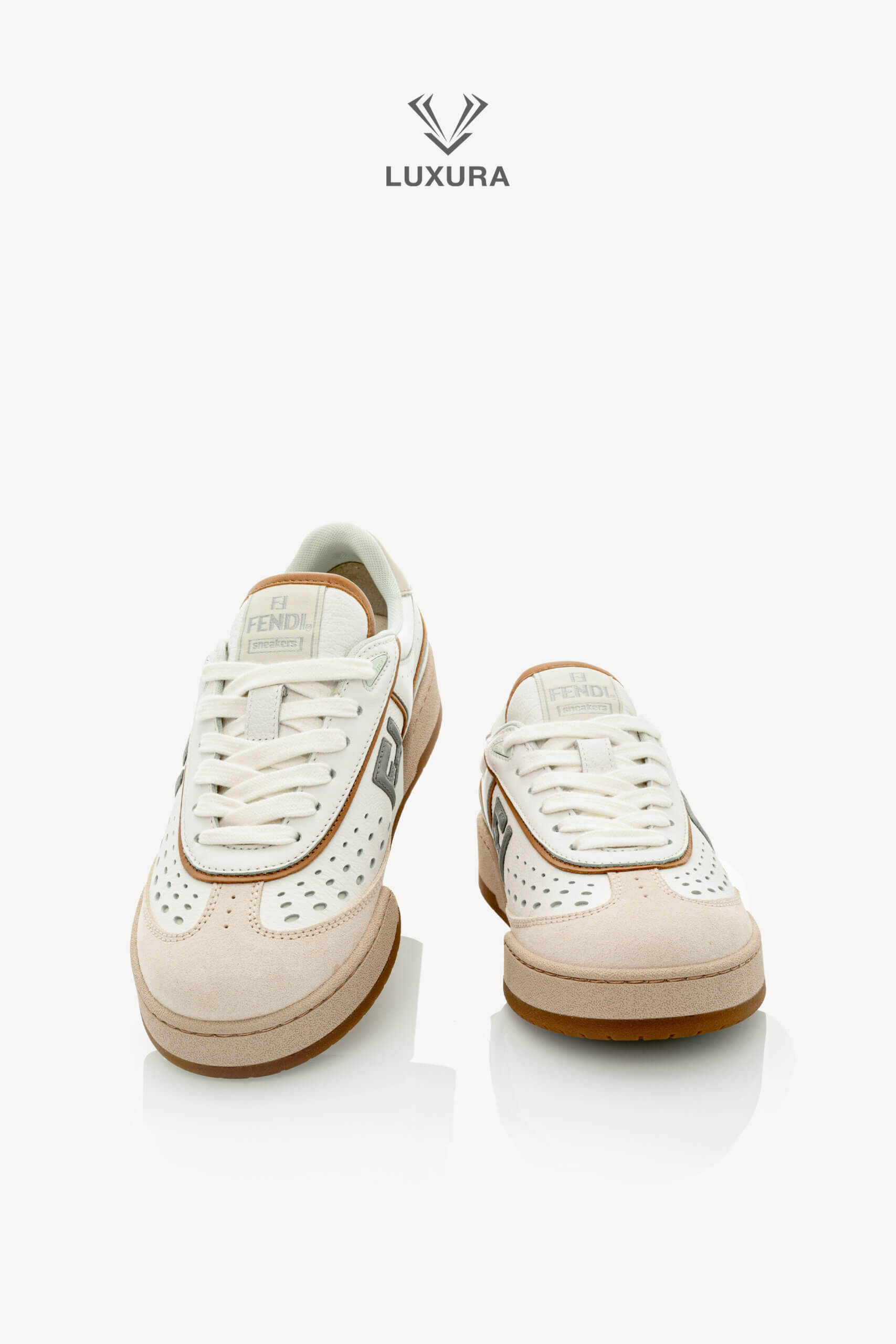 <span style="font-size: 10px;letter-spacing: .15em">NEW COLLECTION</span><br>            <strong>FENDI</strong><br>            <div style="margin-top:10px;font-size:16px">Match White and Brown leather and suede low tops 37</div><br> - Image 4