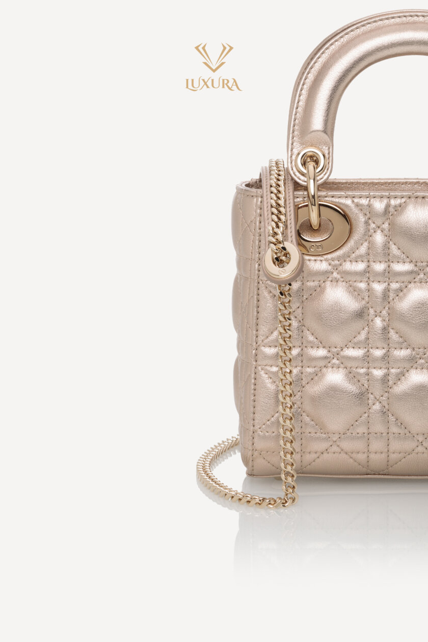 <span style="font-size: 10px; color: rgb(101, 101, 101);letter-spacing: .15em;">HARD TO FIND</span><br><strong> DIOR </strong><br><div style="margin-top:10px; font-size:16px;">Mini Lady Dior Bag Light Gold Cannage Calfskin </div><br> - Image 9