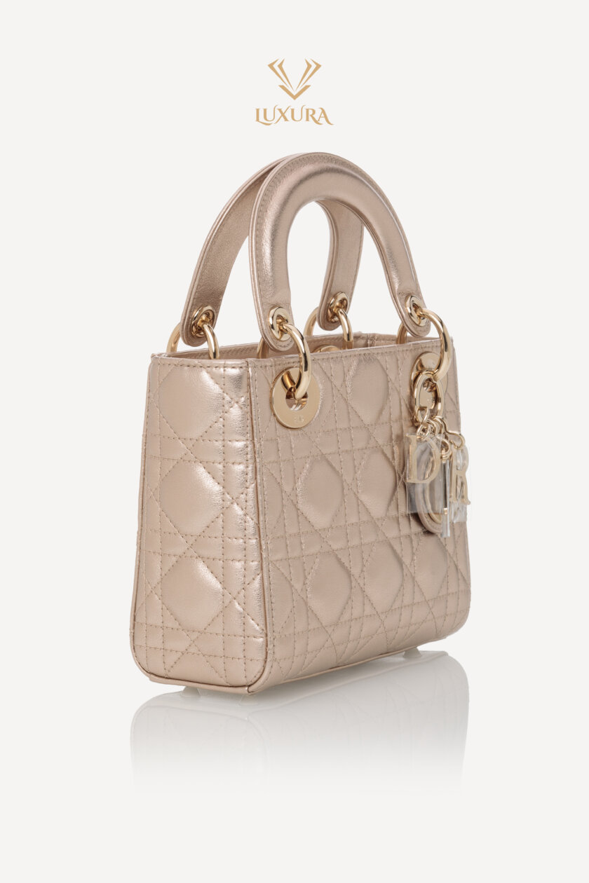 <span style="font-size: 10px; color: rgb(101, 101, 101);letter-spacing: .15em;">HARD TO FIND</span><br><strong> DIOR </strong><br><div style="margin-top:10px; font-size:16px;">Mini Lady Dior Bag Light Gold Cannage Calfskin </div><br> - Image 3