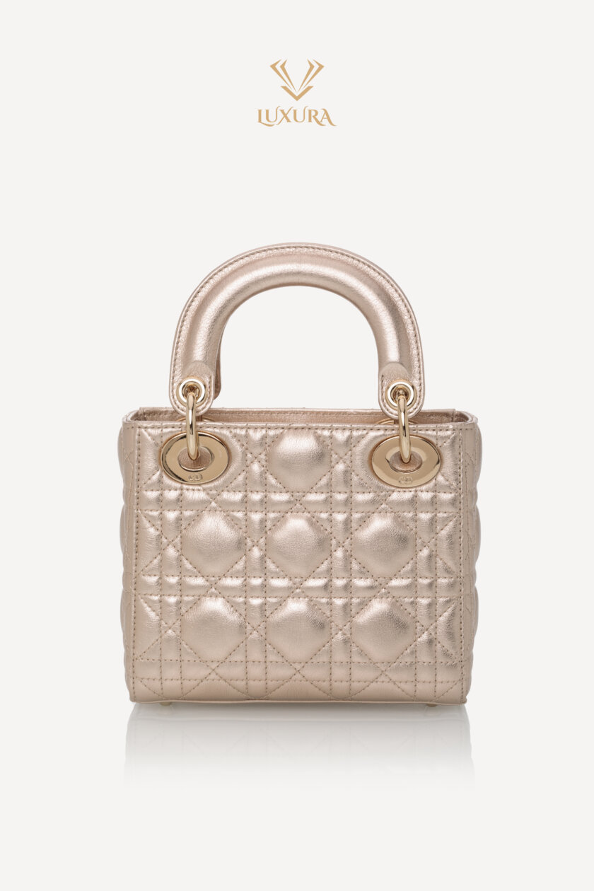 <span style="font-size: 10px; color: rgb(101, 101, 101);letter-spacing: .15em;">HARD TO FIND</span><br><strong> DIOR </strong><br><div style="margin-top:10px; font-size:16px;">Mini Lady Dior Bag Light Gold Cannage Calfskin </div><br> - Image 6