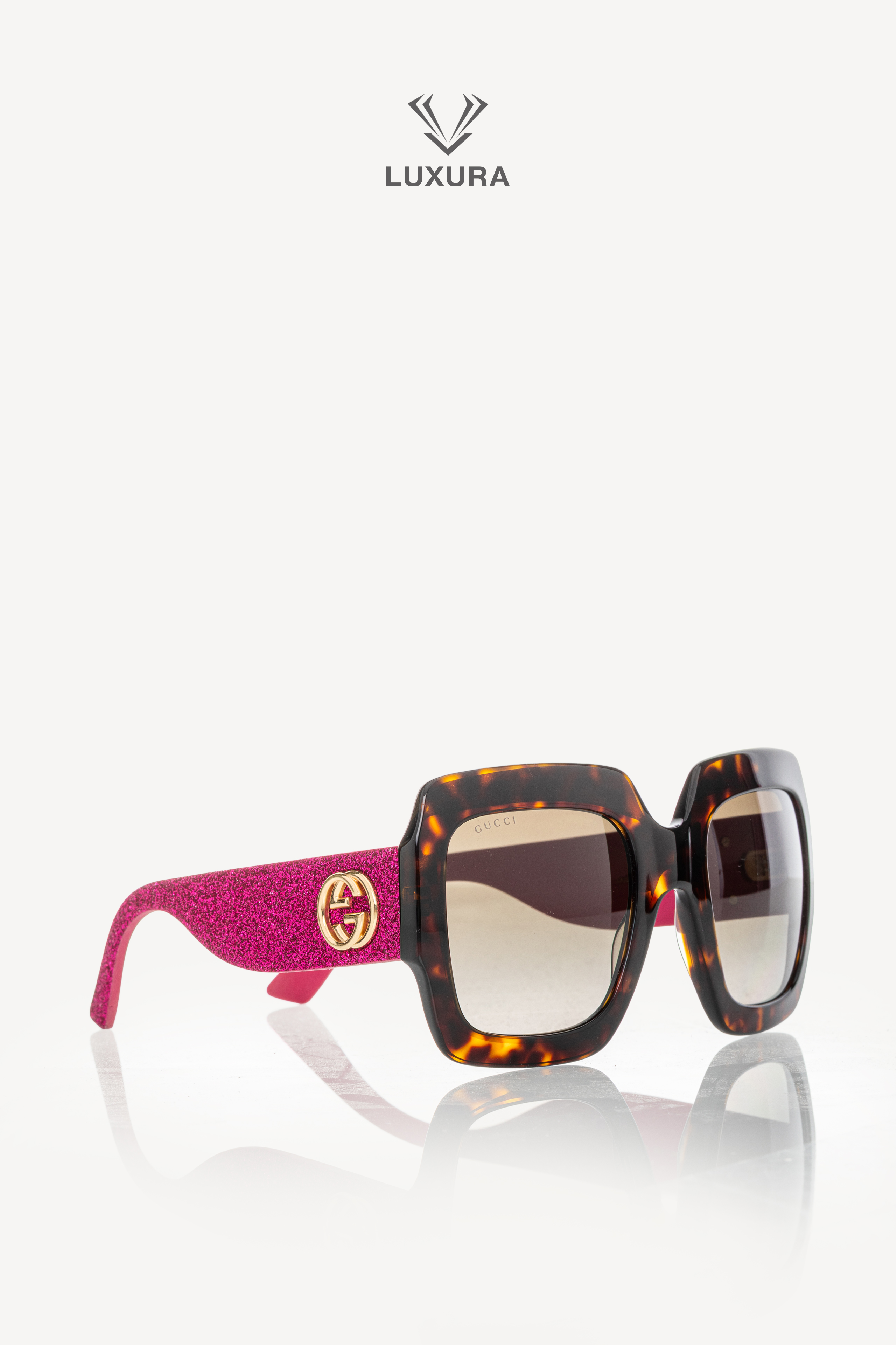 <span style="font-size: 10px; color: rgb(101, 101, 101);letter-spacing: .15em;">HARD TO FIND</span><br><strong> GUCCI </strong><br><div style="margin-top:10px; font-size:16px;">Tortoise Shell Acetate Pink Sunglasses GG0102S-003</div><br> - Image 3
