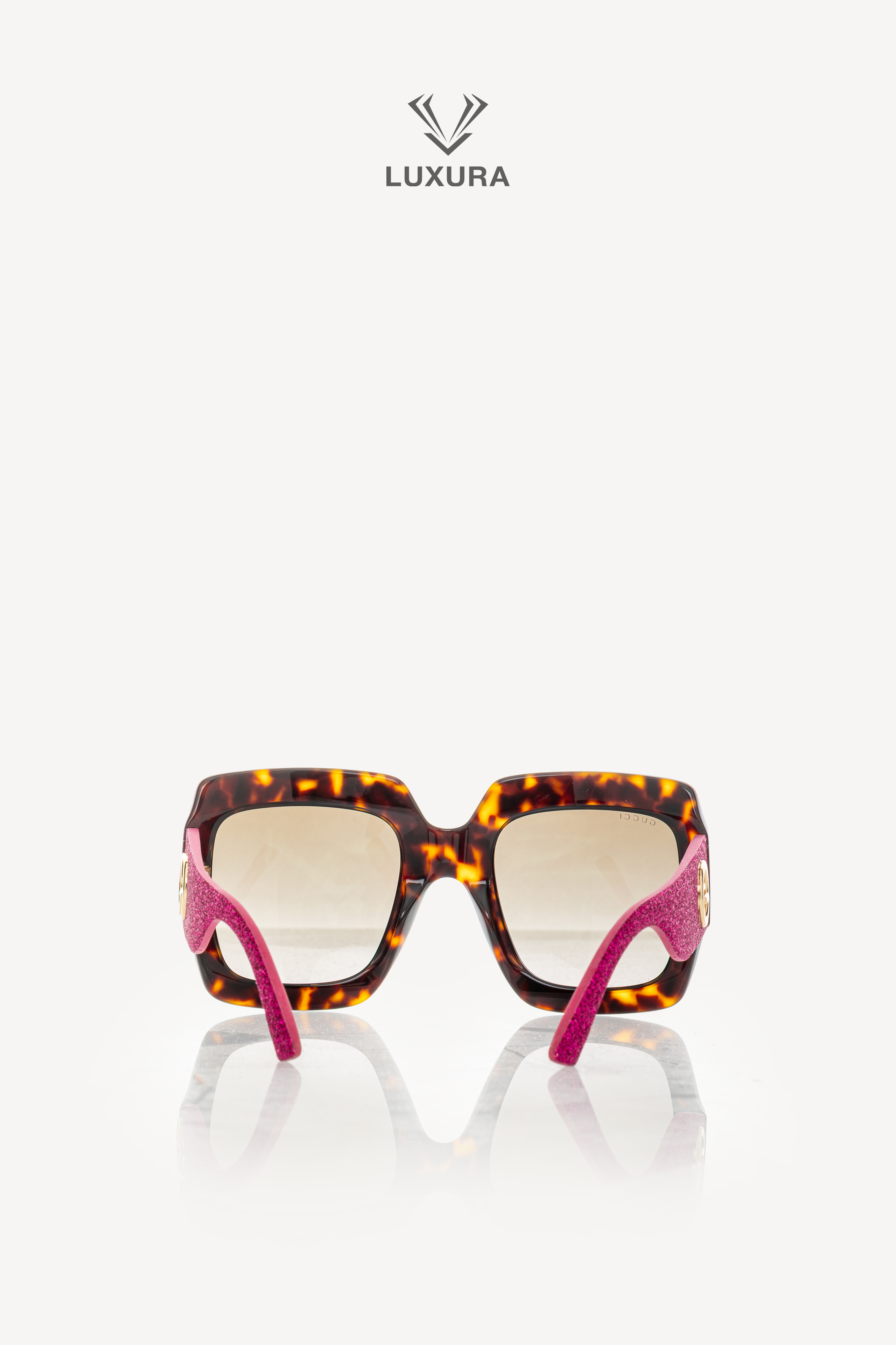 <span style="font-size: 10px; color: rgb(101, 101, 101);letter-spacing: .15em;">HARD TO FIND</span><br><strong> GUCCI </strong><br><div style="margin-top:10px; font-size:16px;">Tortoise Shell Acetate Pink Sunglasses GG0102S-003</div><br> - Image 5