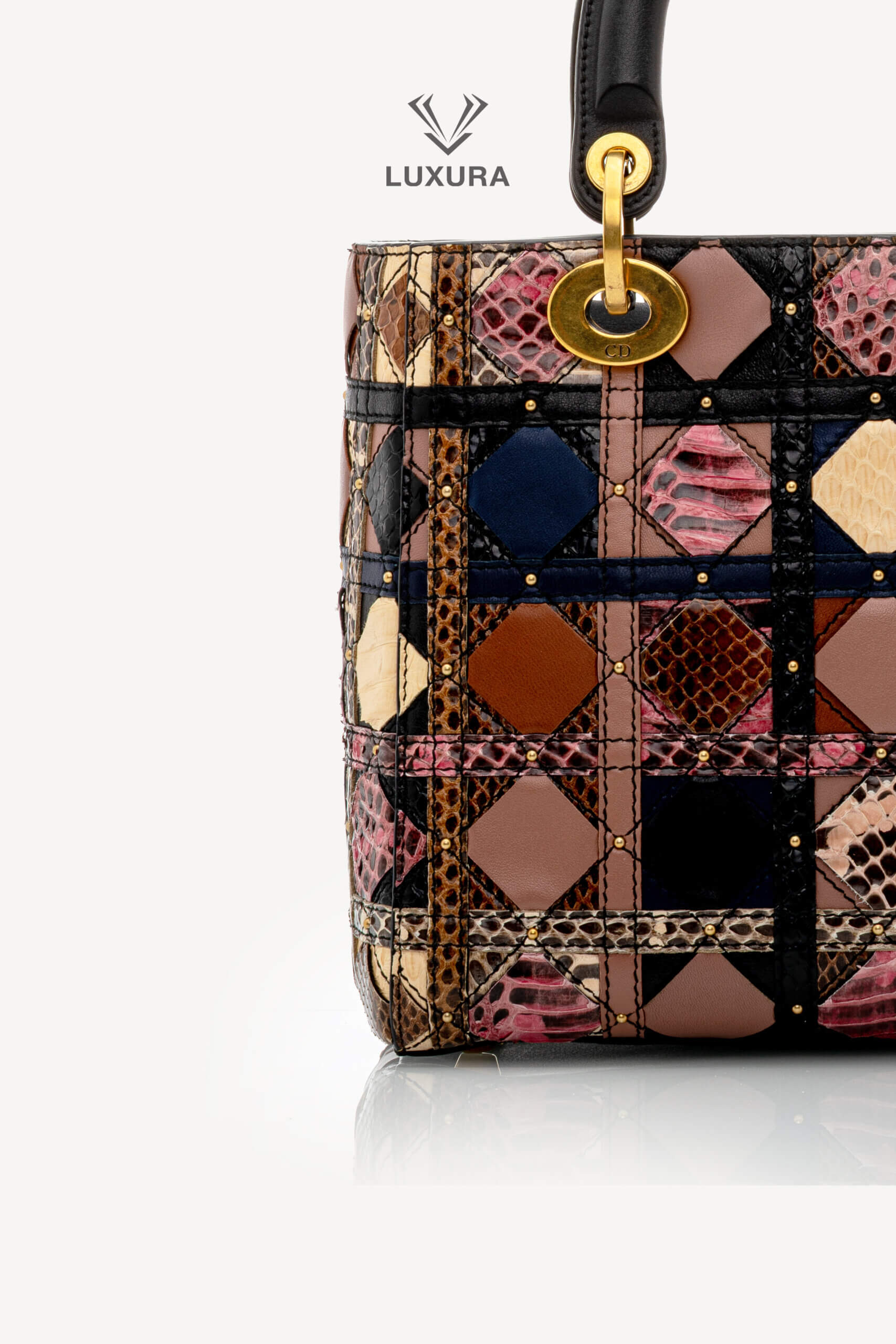 <span style="font-size: 10px;letter-spacing: .15em">HARD TO FIND</span><br><strong>Dior</strong><br><div style="margin-top:10px;font-size:16px">Supple Medium Lady Patchwork Cannage Leather and Exotics Leather</div><br> - Image 3