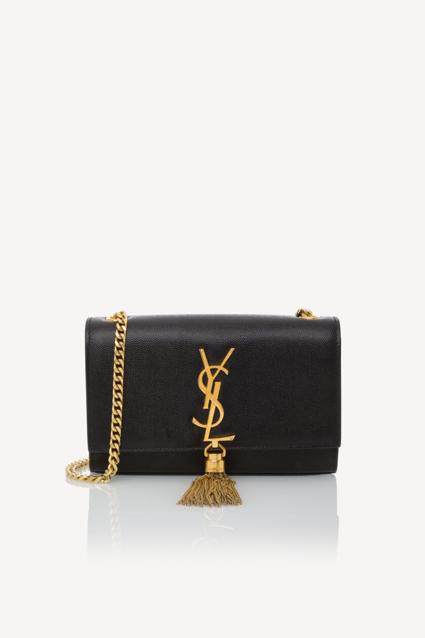 <span style="font-size: 10px; color: rgb(101, 101, 101);letter-spacing: .15em;">HARD TO FIND</span><br><strong> SAINT LAURENT </strong><br><div style="margin-top:10px; font-size:16px;">Small Kate Tassel Croc Embossed Shoulder Bag</div><br>