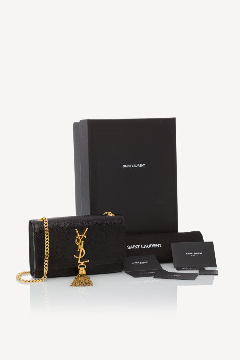 <span style="font-size: 10px; color: rgb(101, 101, 101);letter-spacing: .15em;">HARD TO FIND</span><br><strong> SAINT LAURENT </strong><br><div style="margin-top:10px; font-size:16px;">Small Kate Tassel Croc Embossed Shoulder Bag</div><br> - Image 2