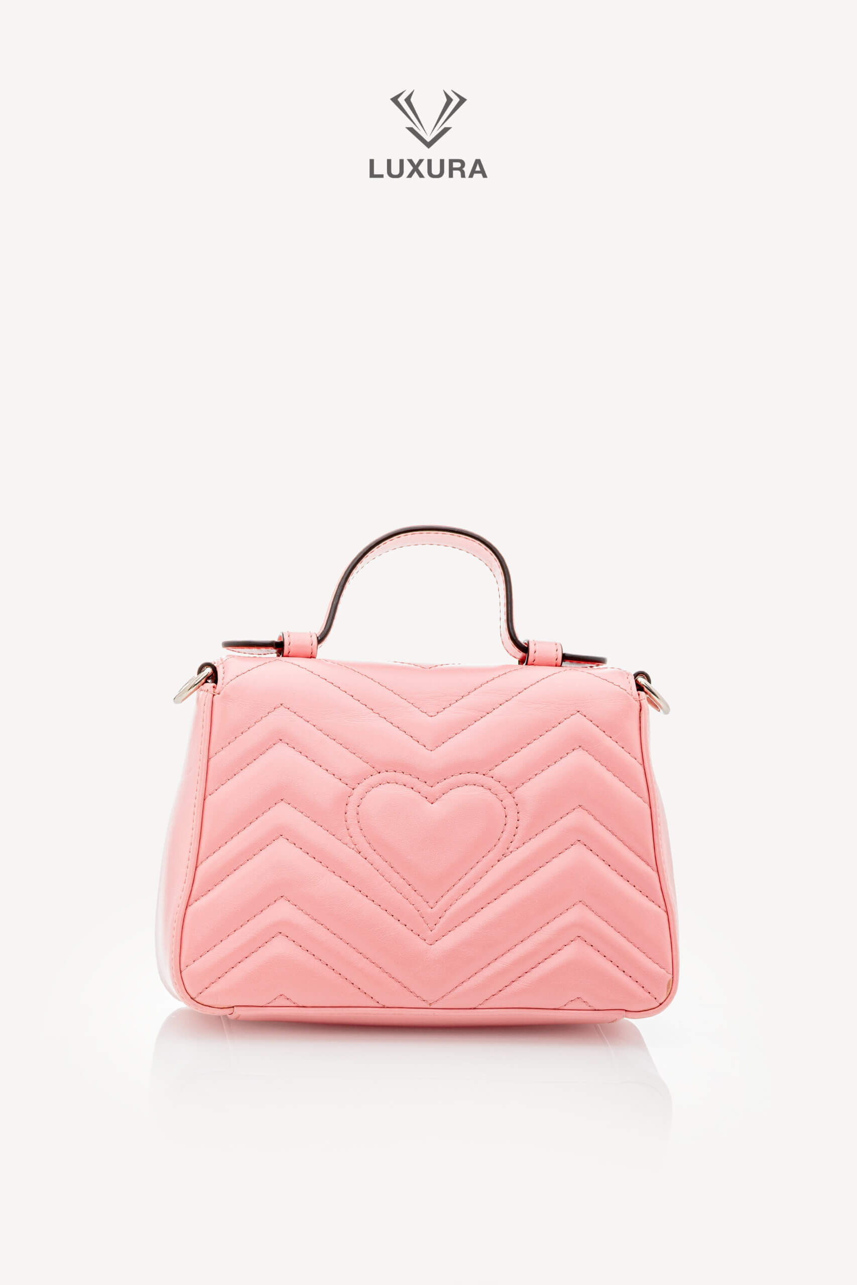 <span style="font-size: 10px;letter-spacing: .15em">BEST DEAL</span><br> <strong>GUCCI</strong><br> <div style="margin-top:10px;font-size:16px">Calfskin Matelasse Mini GG Marmont Top Handle Shoulder Bag Wild Rose</div><br> - Image 6