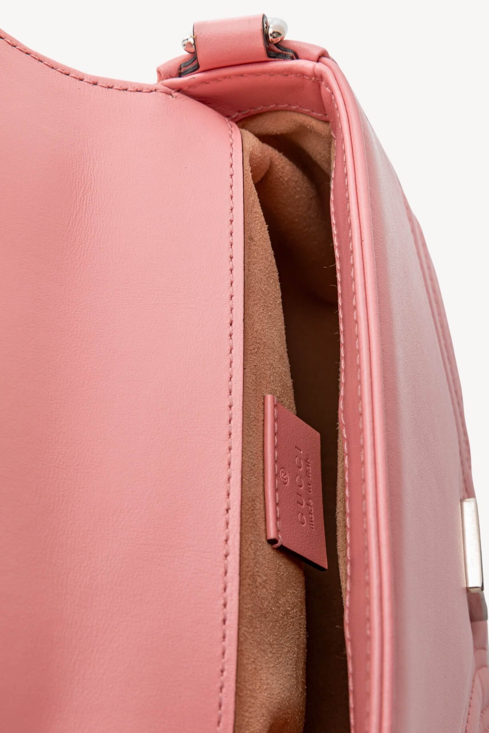 <span style="font-size: 10px;letter-spacing: .15em">BEST DEAL</span><br> <strong>GUCCI</strong><br> <div style="margin-top:10px;font-size:16px">Calfskin Matelasse Mini GG Marmont Top Handle Shoulder Bag Wild Rose</div><br> - Image 17