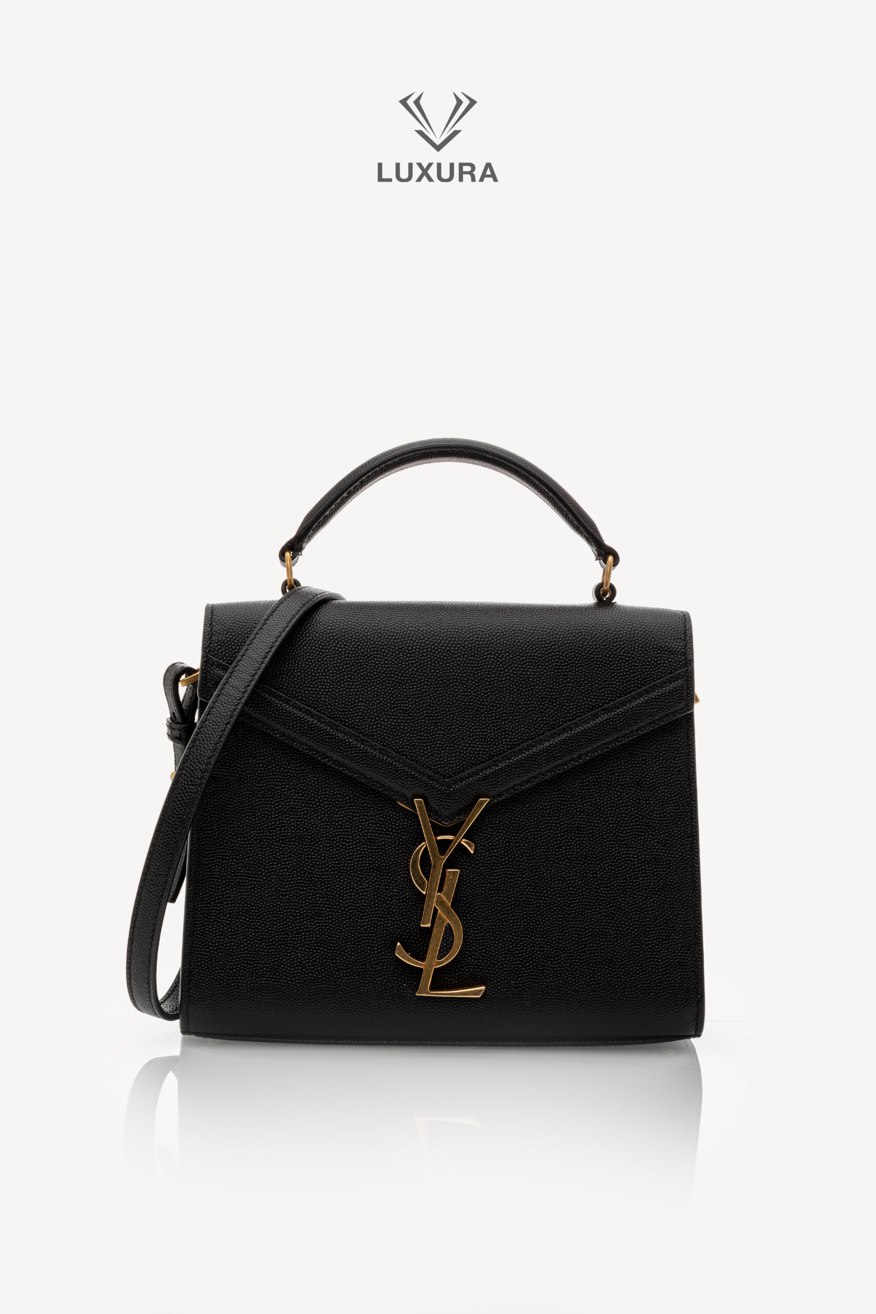 <span style="font-size: 10px;letter-spacing: .15em">HARD TO FIND</span><br>            <strong>SAINT LAURENT</strong><br>            <div style="margin-top:10px;font-size:16px">Cassandra Mini Top Handle In Grain De Poudre Embossed Leather Black</div><br> - Image 4