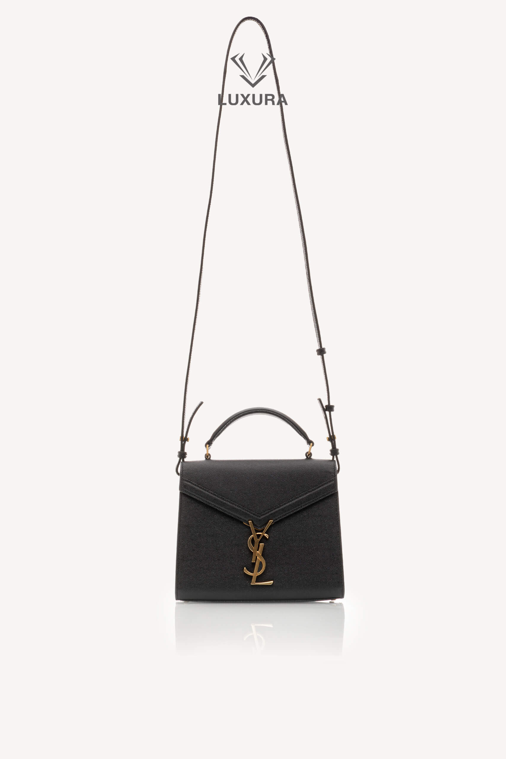 <span style="font-size: 10px;letter-spacing: .15em">HARD TO FIND</span><br>            <strong>SAINT LAURENT</strong><br>            <div style="margin-top:10px;font-size:16px">Cassandra Mini Top Handle In Grain De Poudre Embossed Leather Black</div><br> - Image 5