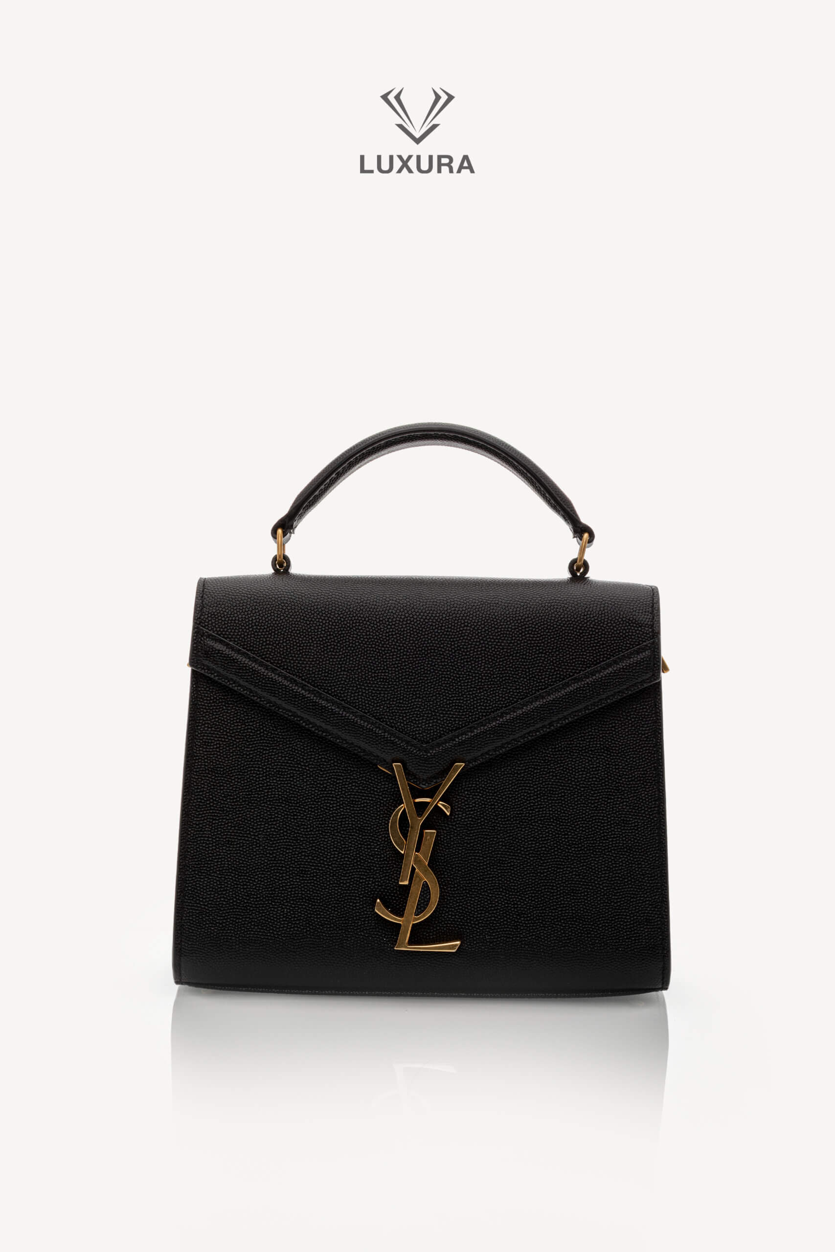 <span style="font-size: 10px;letter-spacing: .15em">HARD TO FIND</span><br>            <strong>SAINT LAURENT</strong><br>            <div style="margin-top:10px;font-size:16px">Cassandra Mini Top Handle In Grain De Poudre Embossed Leather Black</div><br> - Image 6