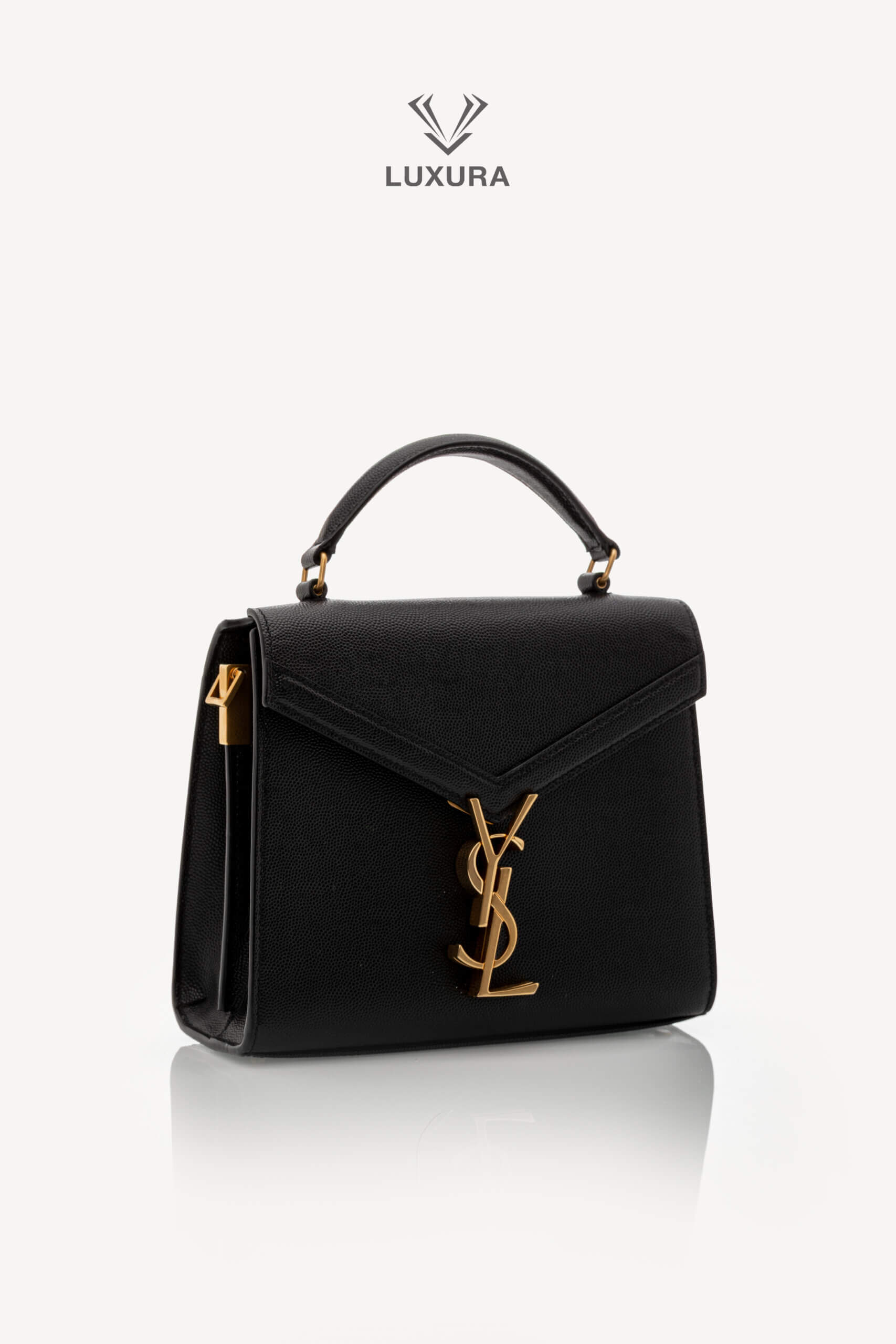 <span style="font-size: 10px;letter-spacing: .15em">HARD TO FIND</span><br>            <strong>SAINT LAURENT</strong><br>            <div style="margin-top:10px;font-size:16px">Cassandra Mini Top Handle In Grain De Poudre Embossed Leather Black</div><br> - Image 3