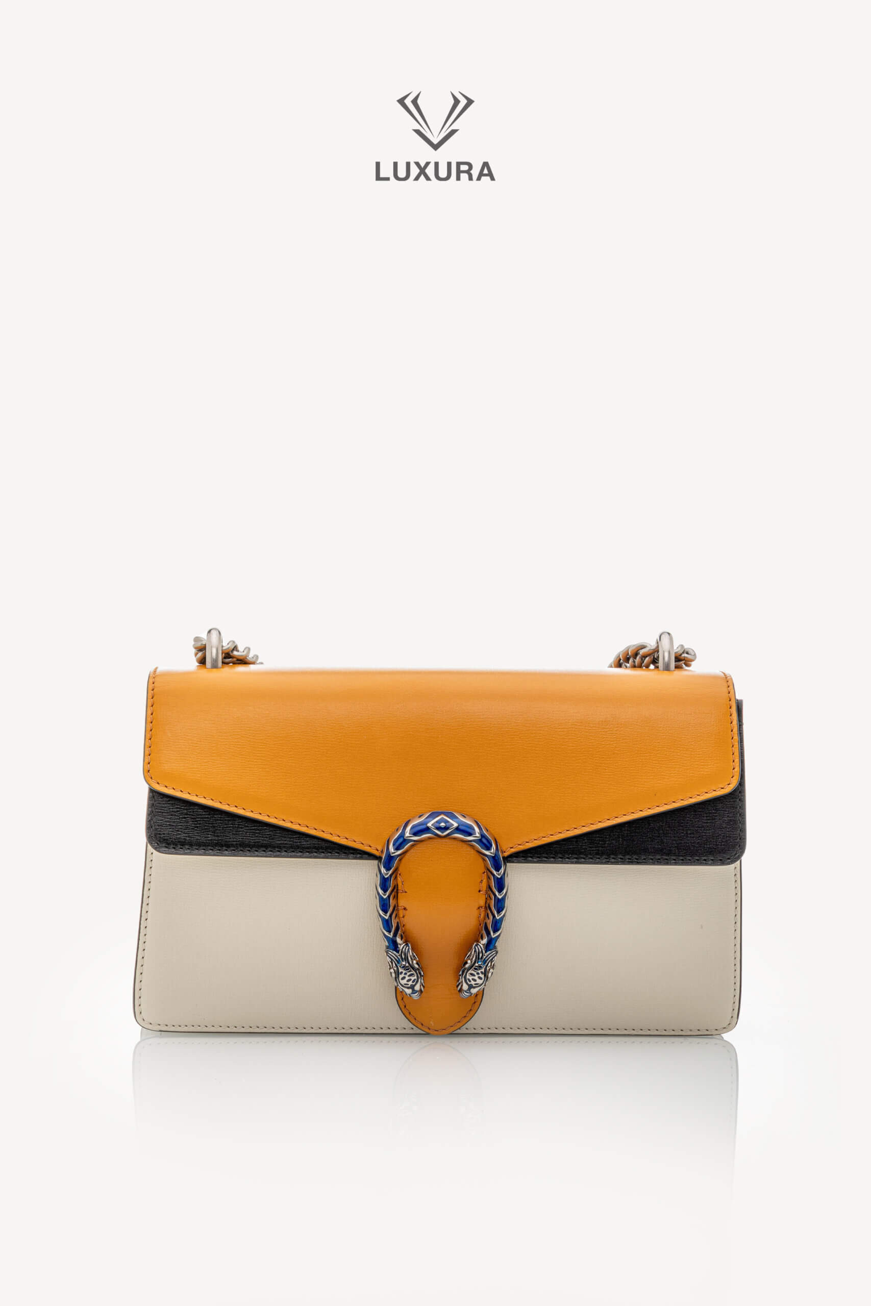 <span style="font-size: 10px;letter-spacing: .15em">HARD TO FIND</span><br> <strong>GUCCI</strong><br> <div style="margin-top:10px;font-size:16px">Azalea Calfski Tricolor Small Dionysus Shoulder Bag><br> - Image 5
