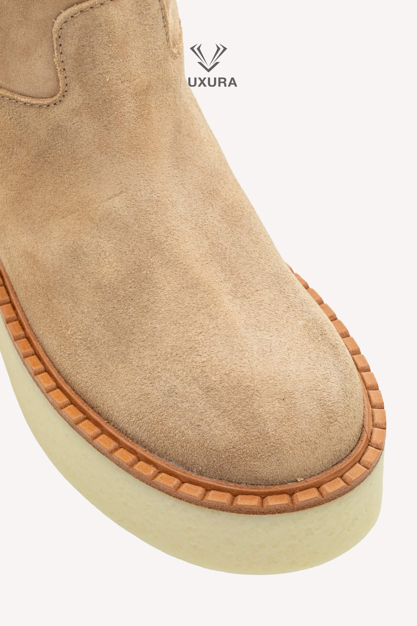 <span style="font-size: 10px; color: rgb(101, 101, 101);letter-spacing: .15em;">HARD TO FIND</span><br><strong> PRADA </strong><br><div style="margin-top:10px; font-size:16px;"> Suede Booties Ecru 39.5 </div><br> - Image 9