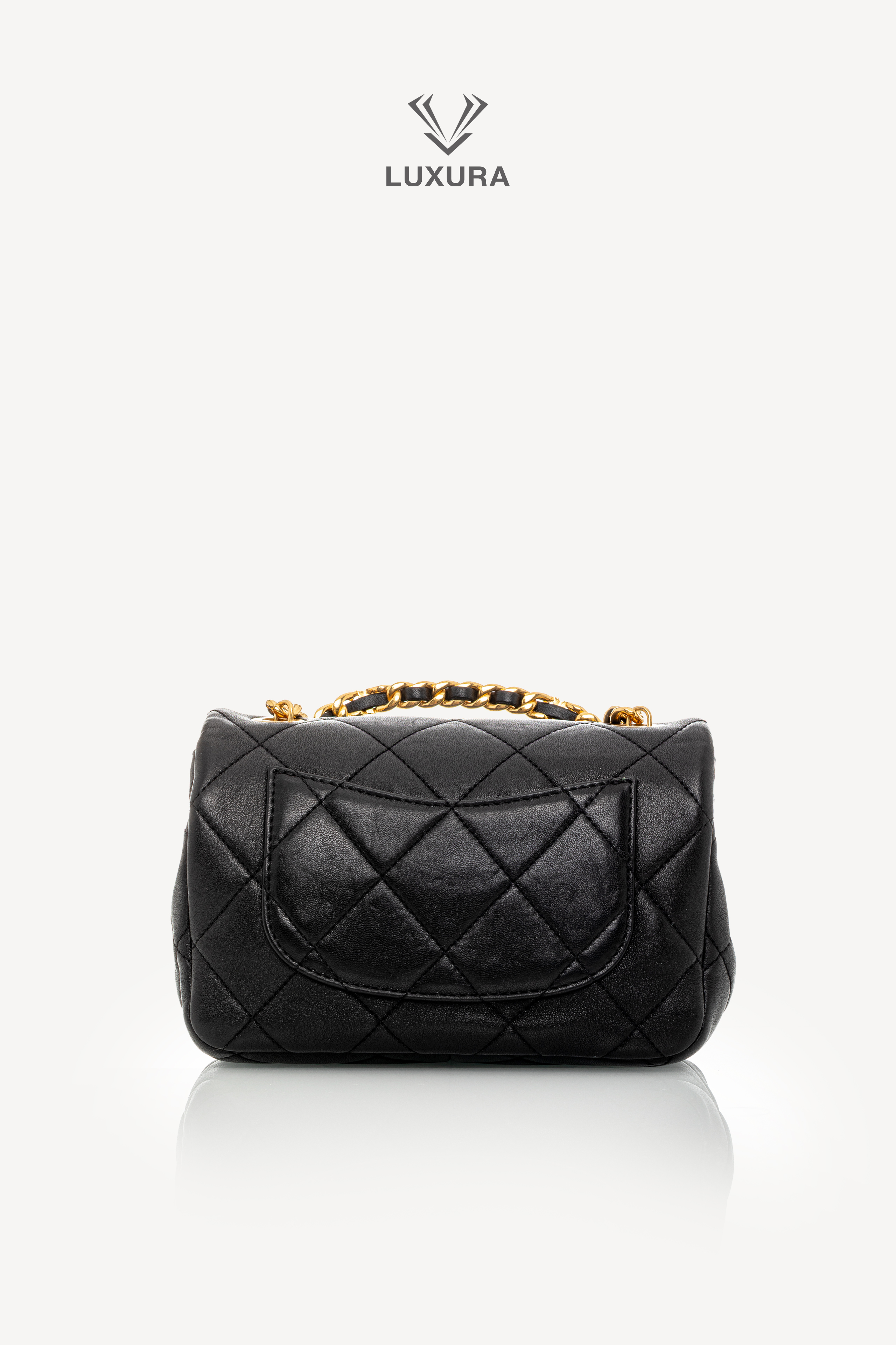 <span style="font-size: 10px;letter-spacing: .15em">HARD TO FIND</span><br>            <strong>CHANEL</strong><br>            <div style="margin-top:10px;font-size:16px">Mini Quilted Lambskin Round Top Handle Flap Bag Black</div><br> - Image 10