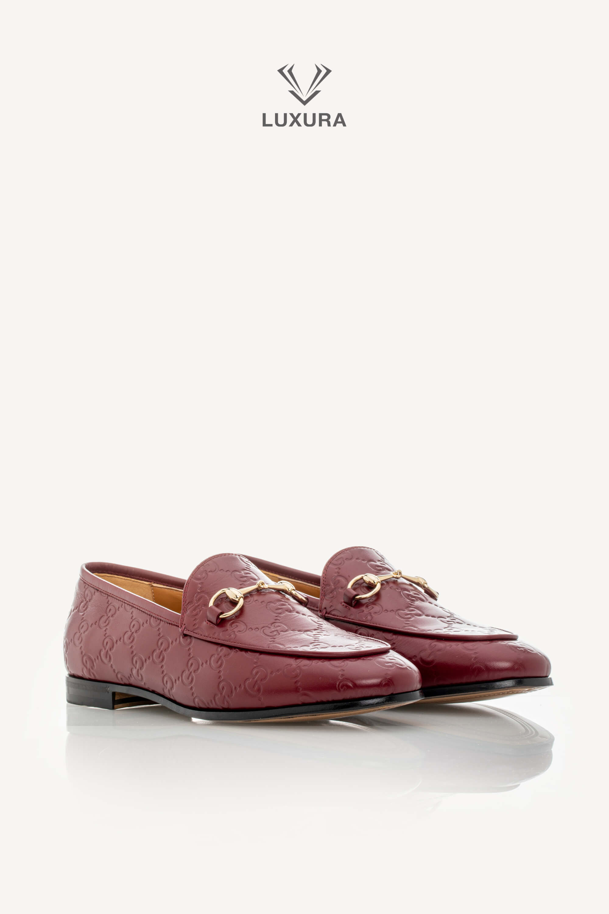 <span style="font-size: 10px;letter-spacing: .15em">BEST DEAL</span><br> <strong>GUCCI</strong><br> <div style="margin-top:10px;font-size:16px">Guccissima Jordaan Loafers Red 39</div><br> - Image 5