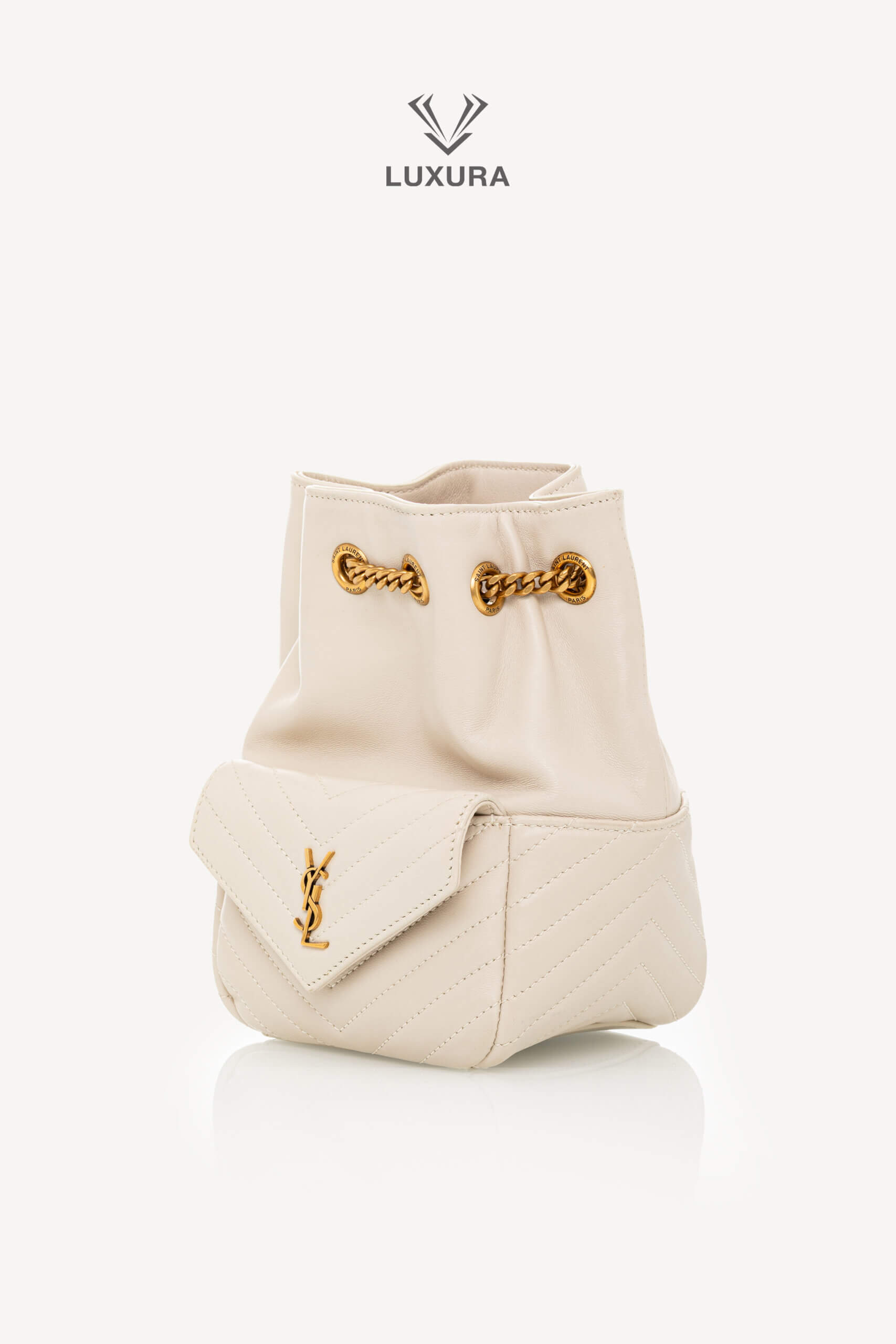 <span style="font-size: 10px;letter-spacing: .15em">HARD TO FIND</span><br>            <strong>SAINT LAURENT</strong><br>            <div style="margin-top:10px;font-size:16px">Lambskin Matelasse Monogram Joe Nano Bucket Bag Crema Soft</div><br> - Image 15
