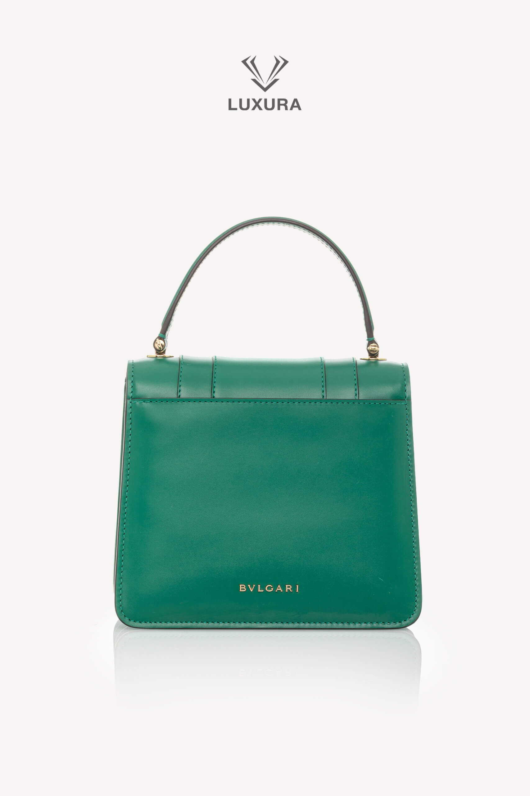 <span style="font-size: 10px;letter-spacing: .15em"></span><br> <strong>BVLGARI</strong><br> <div style="margin-top:10px;font-size:16px">Calfskin Serpenti Forever Top Handle Bag Emerald Green</div><br> - Image 7
