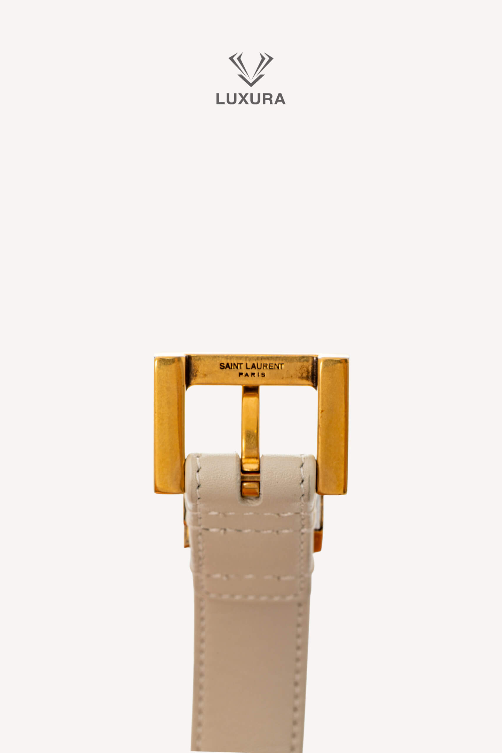 <span style="font-size: 10px;letter-spacing: .15em">BEST DEAL</span><br>            <strong>SAINT LAURENT</strong><br>            <div style="margin-top:10px;font-size:16px">Cassandre Thin `Belt in Smooth Leather Crema Soft 75</div><br> - Image 9