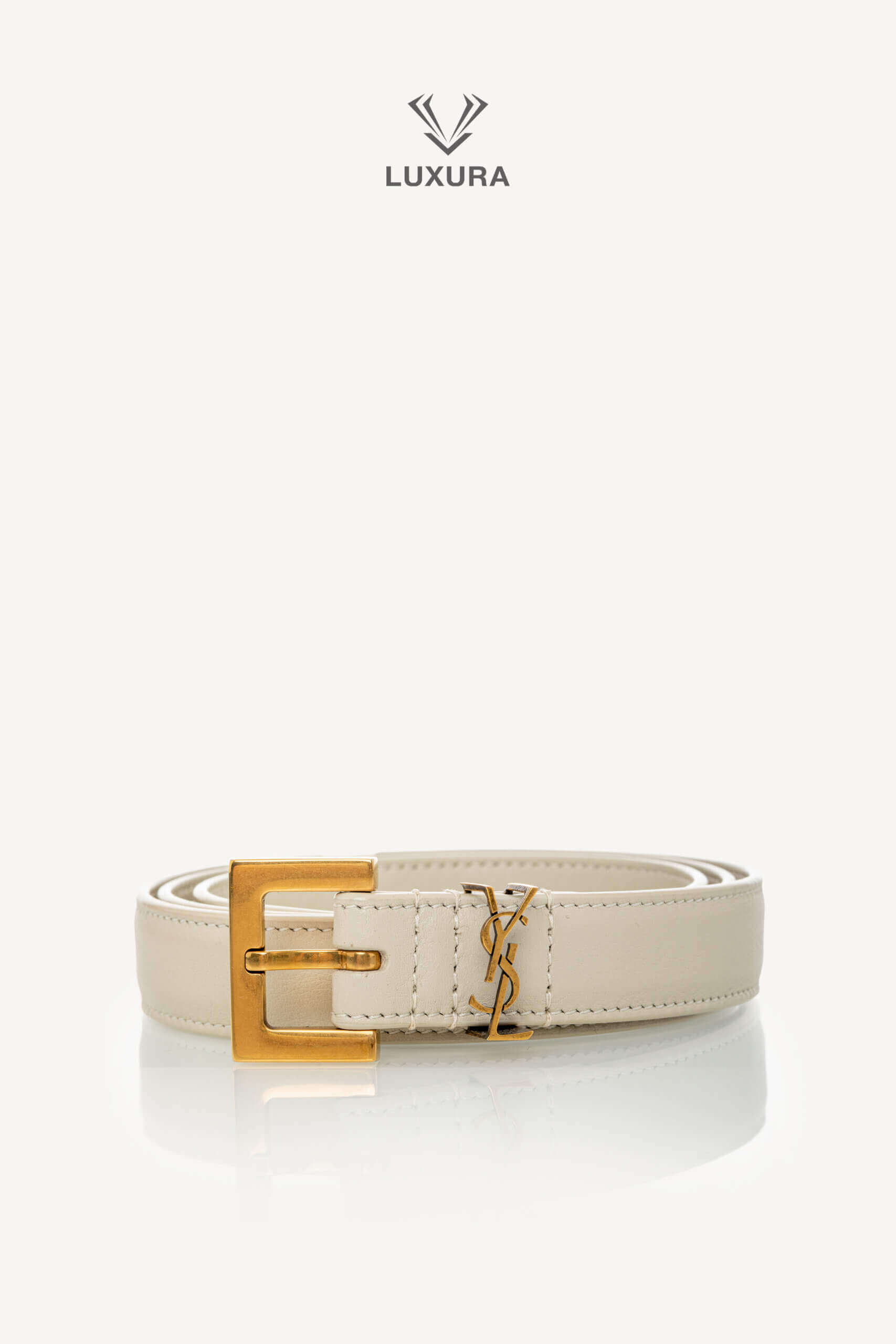 <span style="font-size: 10px;letter-spacing: .15em">BEST DEAL</span><br>            <strong>SAINT LAURENT</strong><br>            <div style="margin-top:10px;font-size:16px">Cassandre Thin `Belt in Smooth Leather Crema Soft 75</div><br> - Image 10