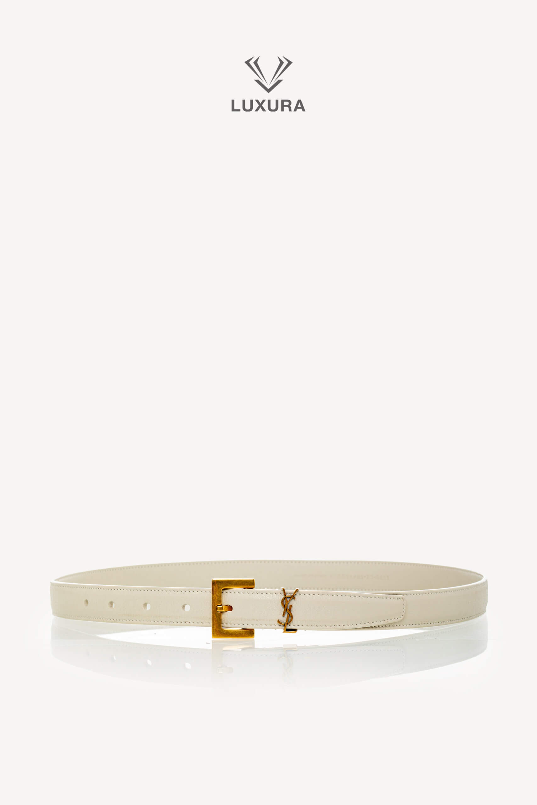 <span style="font-size: 10px;letter-spacing: .15em">BEST DEAL</span><br>            <strong>SAINT LAURENT</strong><br>            <div style="margin-top:10px;font-size:16px">Cassandre Thin `Belt in Smooth Leather Crema Soft 75</div><br> - Image 3