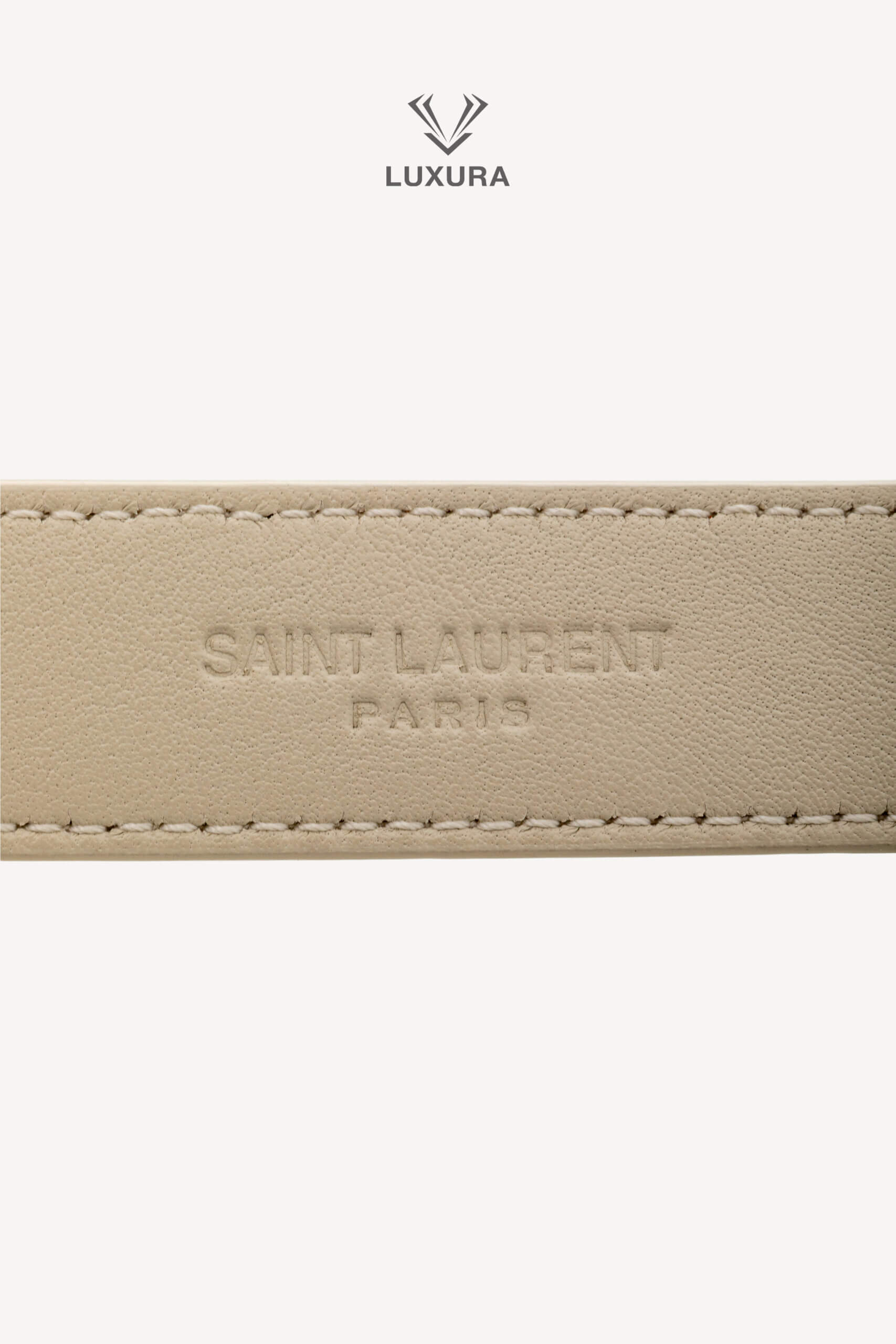 <span style="font-size: 10px;letter-spacing: .15em">BEST DEAL</span><br>            <strong>SAINT LAURENT</strong><br>            <div style="margin-top:10px;font-size:16px">Cassandre Thin `Belt in Smooth Leather Crema Soft 75</div><br> - Image 14