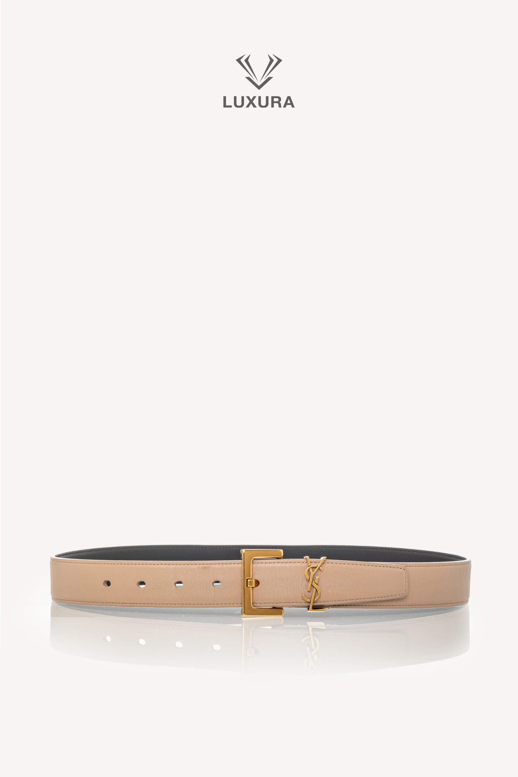 <span style="font-size: 10px;letter-spacing: .15em">BEST DEAL</span><br>            <strong>SAINT LAURENT</strong><br>            <div style="margin-top:10px;font-size:16px">Cassandre Belt in Shiny Leather Beige 75</div><br> - Image 3