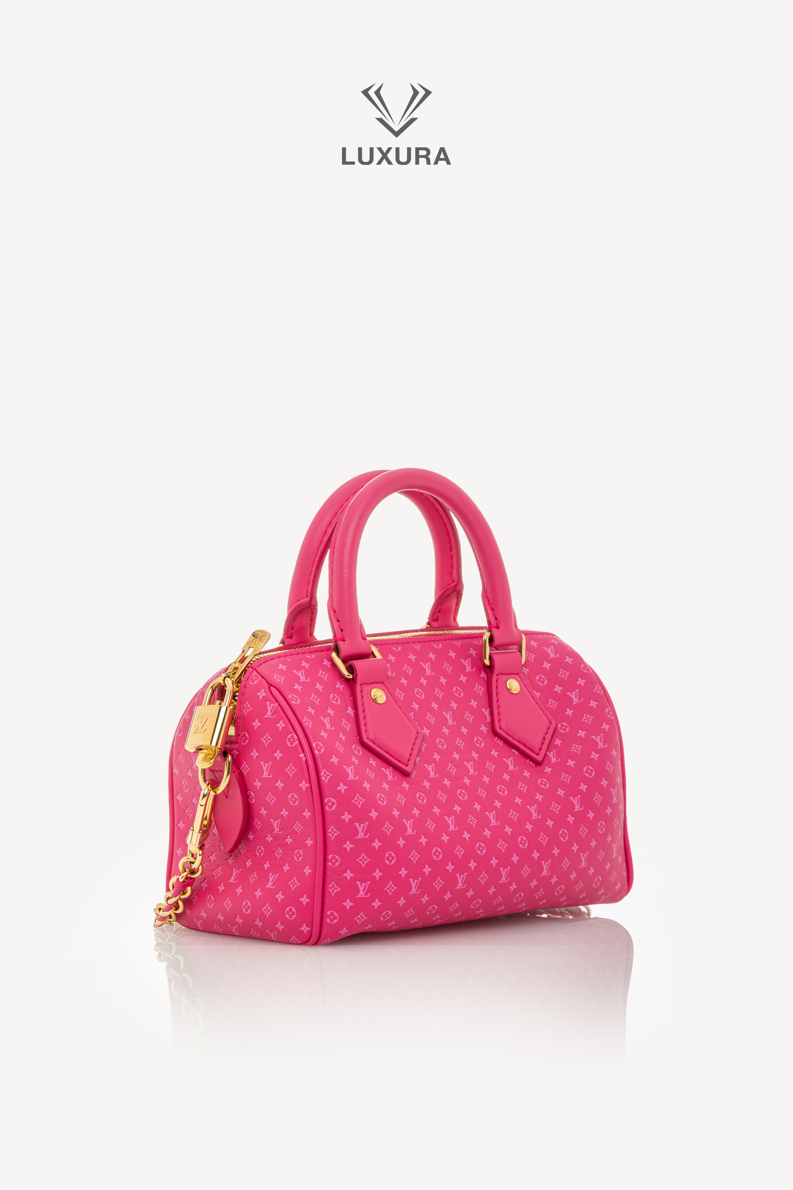 <span style="font-size: 10px;letter-spacing: .15em">HARD TO FIND</span><br>            <strong>LOUIS VUITTON</strong><br>            <div style="margin-top:10px;font-size:16px">Calfskin Nanogram Embossed Speedy Bandouliere 20 Rose</div><br> - Image 3