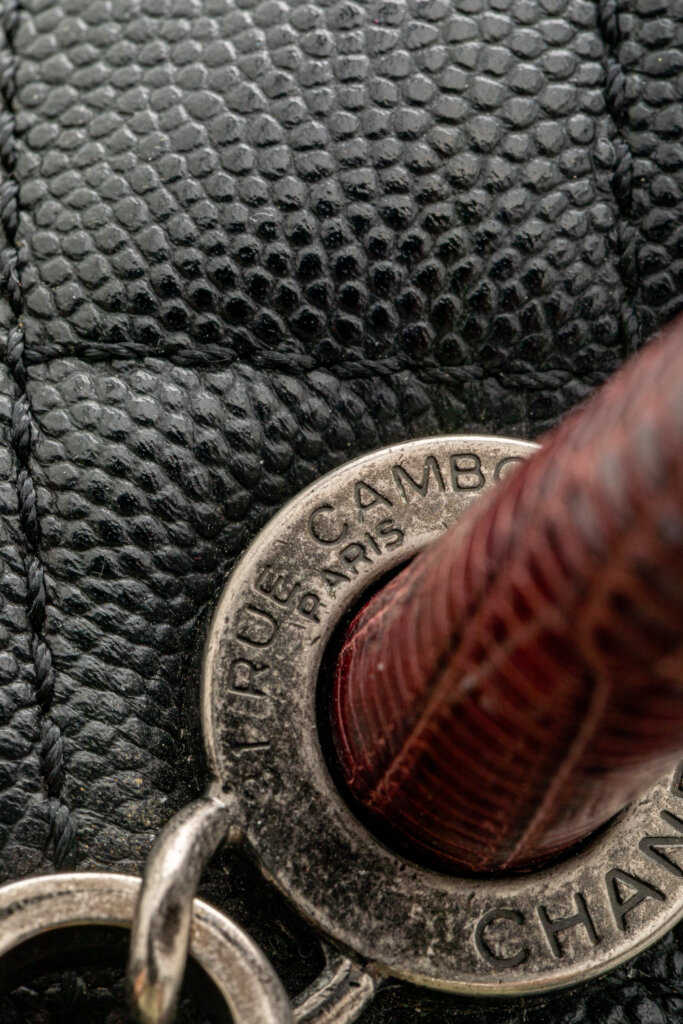 CHAＮＥＬ CHANEL Lizard Embossed Quilted Large Coco Handle Flap Black