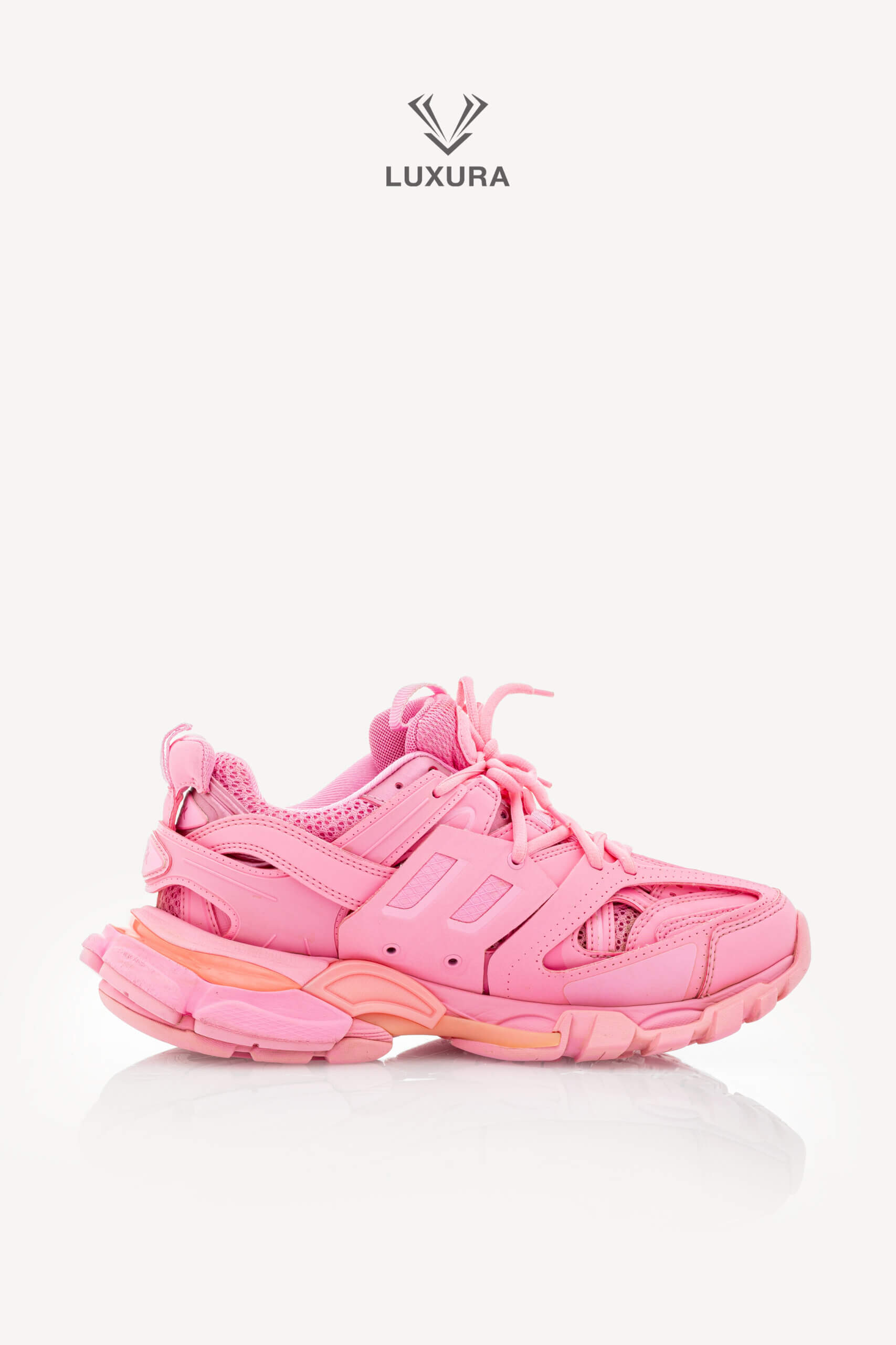 <span style="font-size: 10px;letter-spacing: .15em">BEST DEAL</span><br> <strong>BALENCIAGA</strong><br> <div style="margin-top:10px;font-size:16px">Mesh Nylon Track Sneaker Pink 38</div><br> - Image 12
