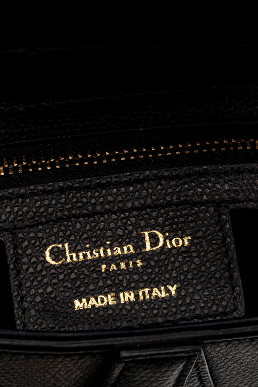 CHRISTIAN DIOR Grained Calfskin Saddle Bag Black