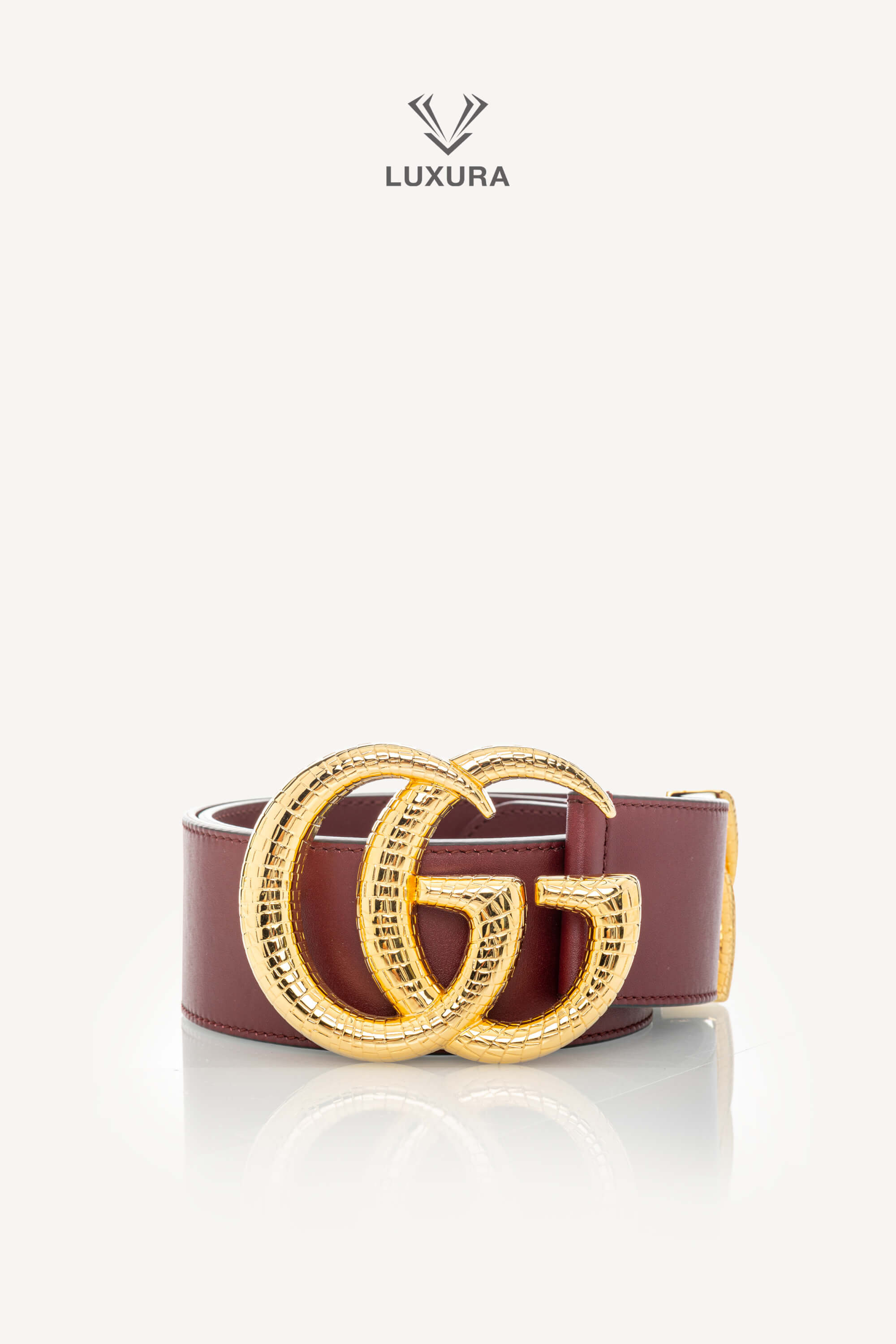 <span style="font-size: 10px;letter-spacing: .15em">HARD TO FIND</span><br> <strong>GUCCI</strong><br> <div style="margin-top:10px;font-size:16px">GG Marmont Wide Waist Buckle Belt 50 mm Leather Burgundy 75</div><br> - Image 2