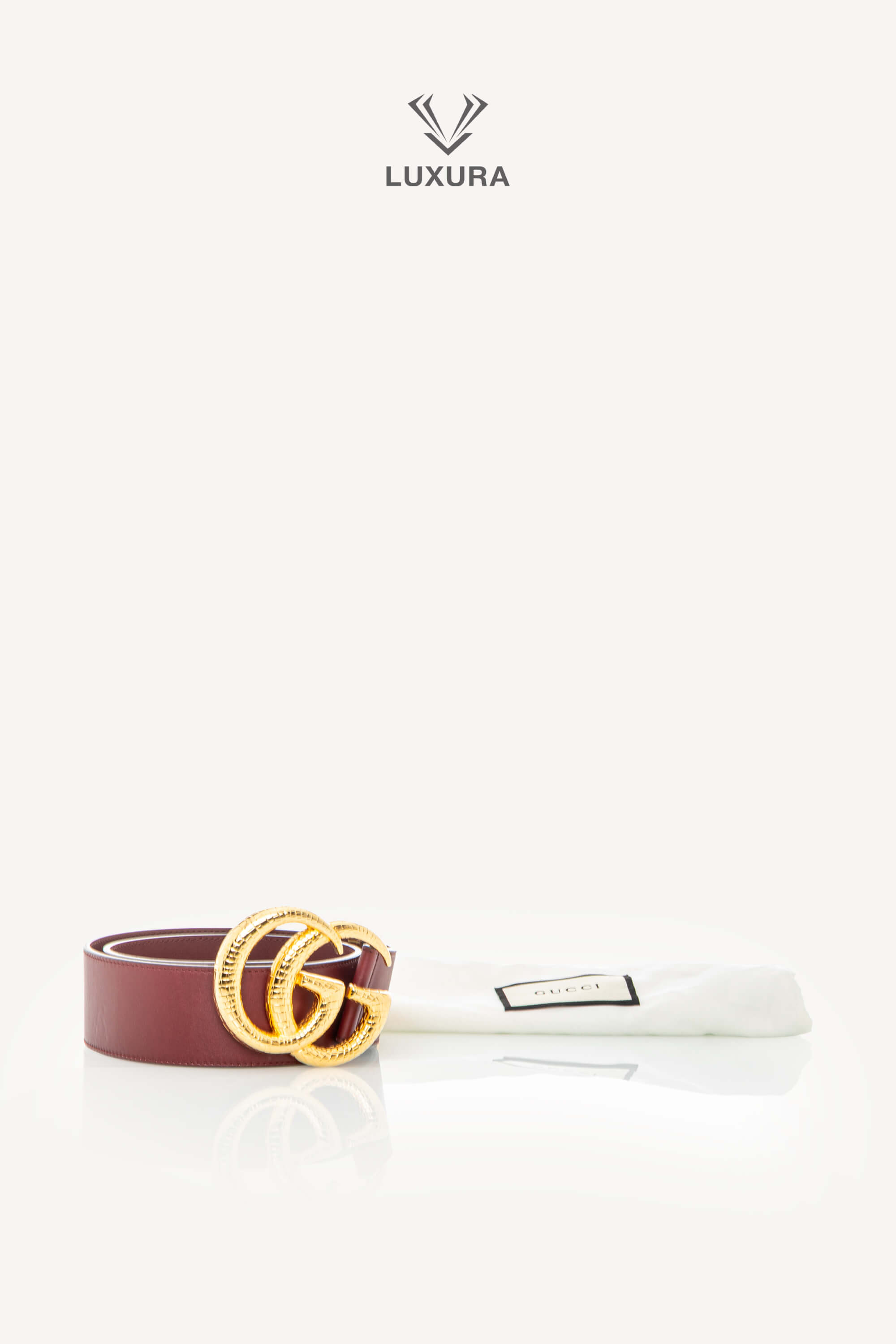 <span style="font-size: 10px;letter-spacing: .15em">HARD TO FIND</span><br> <strong>GUCCI</strong><br> <div style="margin-top:10px;font-size:16px">GG Marmont Wide Waist Buckle Belt 50 mm Leather Burgundy 75</div><br> - Image 4