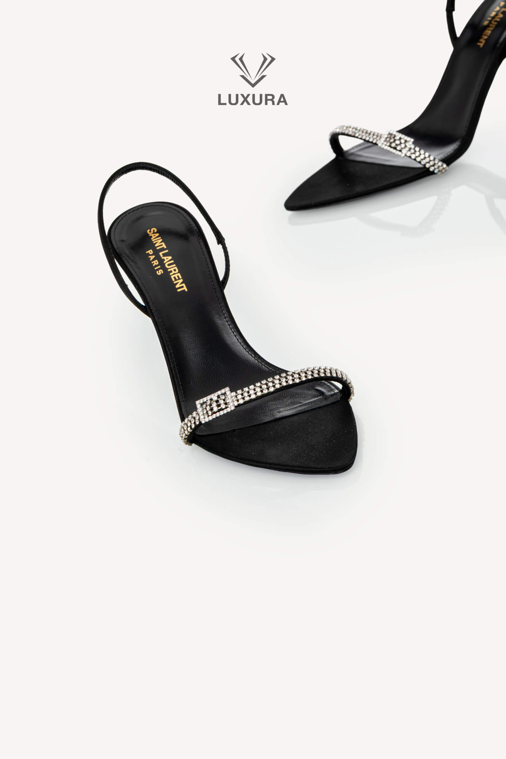 <span style="font-size: 10px;letter-spacing: .15em">BEST DEAL</span><br> <strong>SAINT LAURENT</strong><br> <div style="margin-top:10px;font-size:16px">Rendez-Vous Satin Slingback Sandals 38 Black</div><br> - Image 7