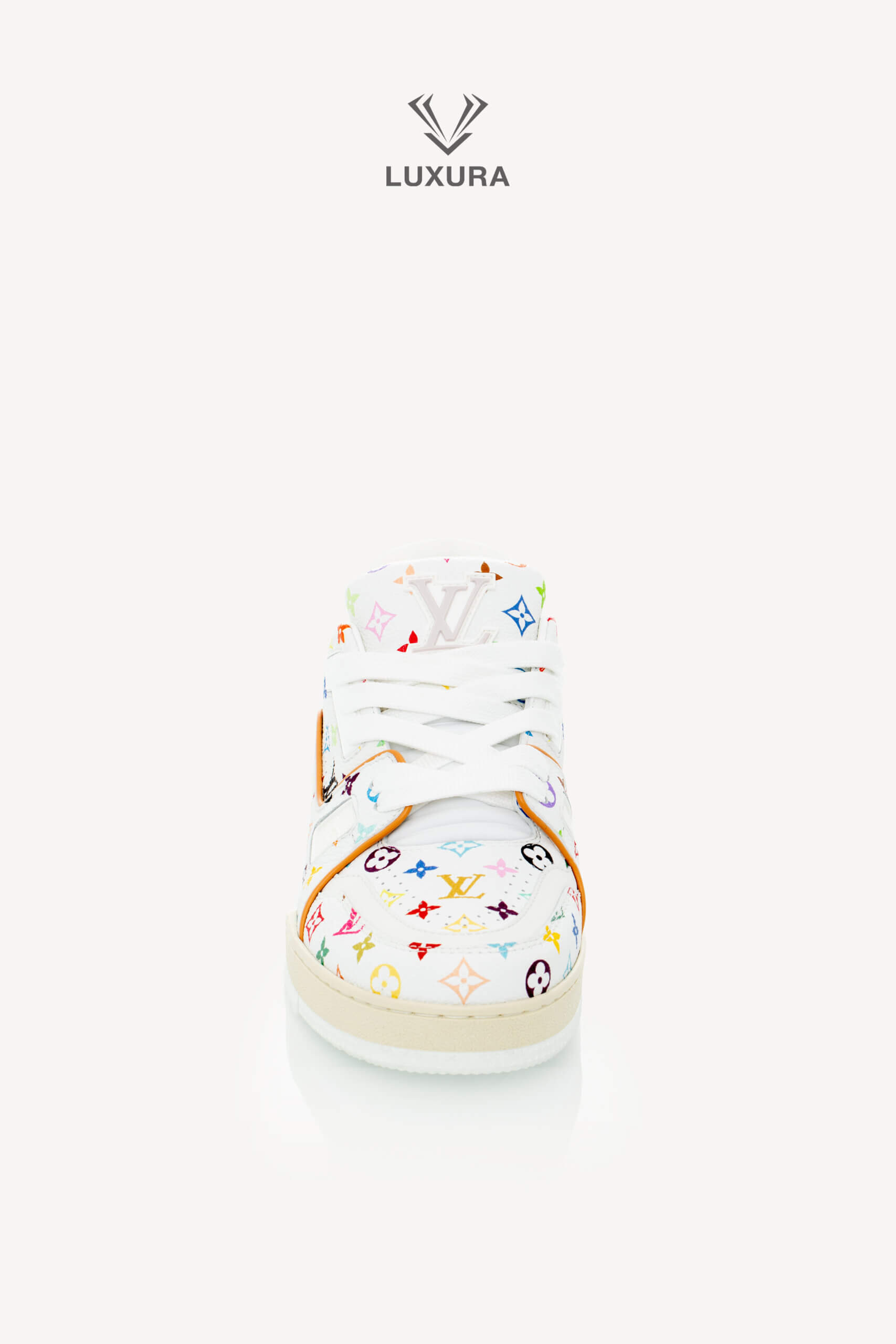 <span style="font-size: 10px;letter-spacing: .15em">HARD TO FIND</span><br>            <strong>LOUIS VUITTON</strong><br>            <div style="margin-top:10px;font-size:16px">X TM Calfskin Monogram Multicolor Trainer 38.5 1AJQC3</div><br> - Image 10