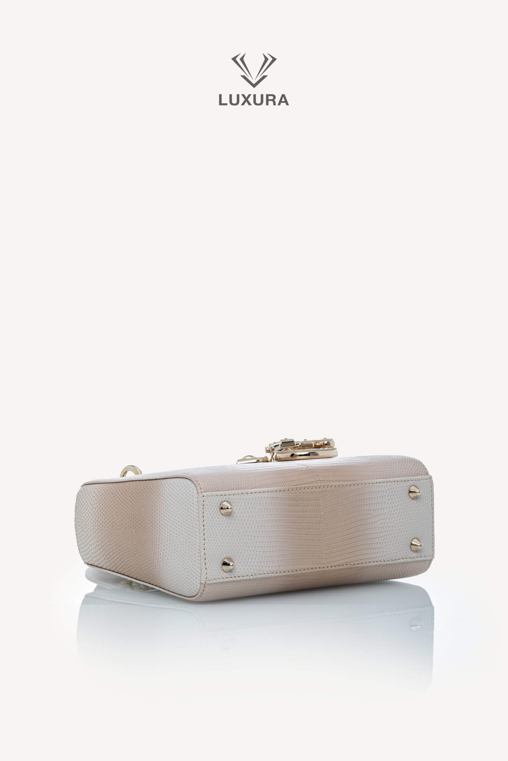 <span style="font-size: 10px;letter-spacing: .15em">HARD TO FIND</span><br>            <strong>CHRISTIAN DIOR</strong><br>            <div style="margin-top:10px;font-size:16px">Small Lady Dior Bag in Gold-Ivory Lizard Leather with Gold Hardware</div><br> - Image 29