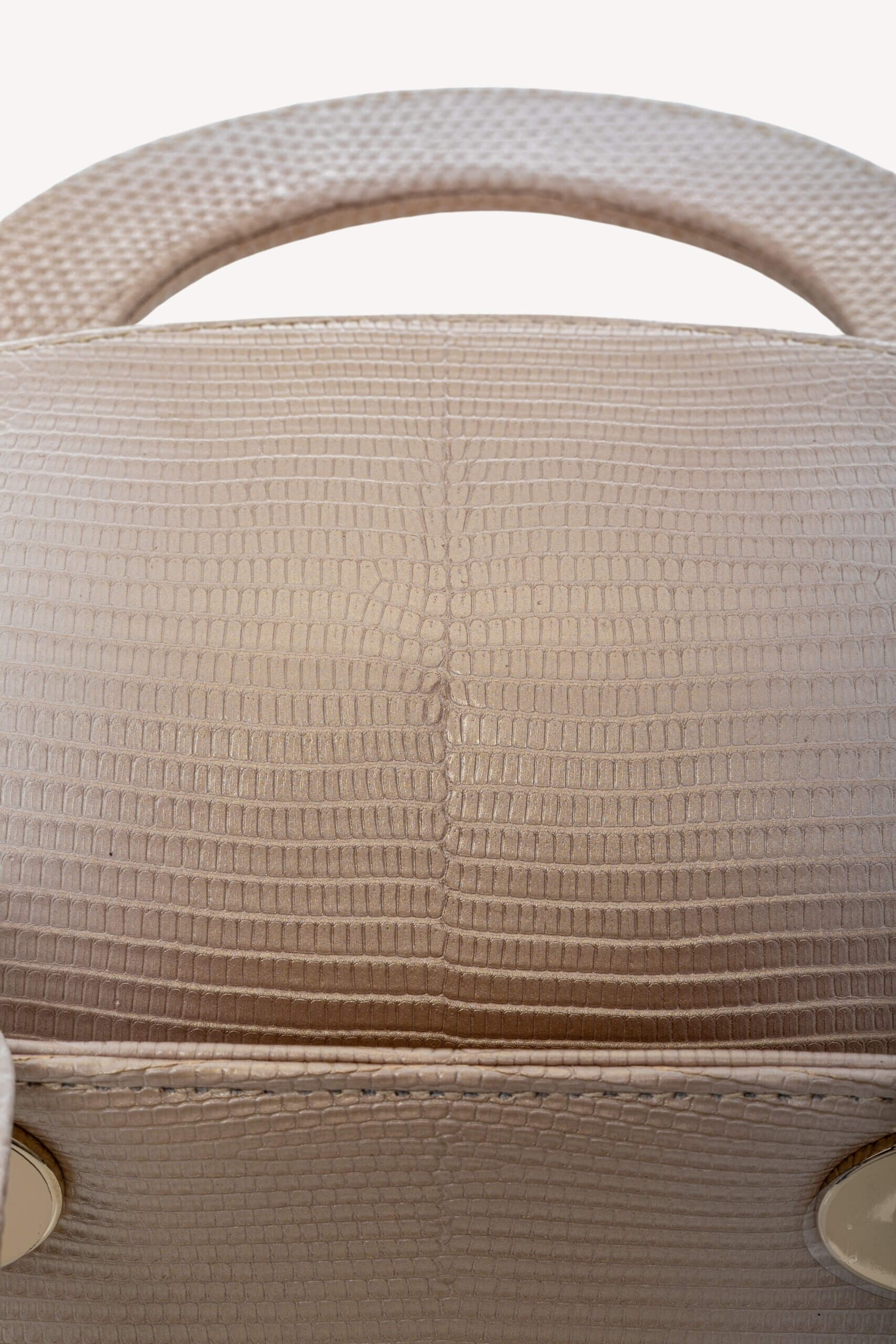 <span style="font-size: 10px;letter-spacing: .15em">HARD TO FIND</span><br>            <strong>CHRISTIAN DIOR</strong><br>            <div style="margin-top:10px;font-size:16px">Small Lady Dior Bag in Gold-Ivory Lizard Leather with Gold Hardware</div><br> - Image 19